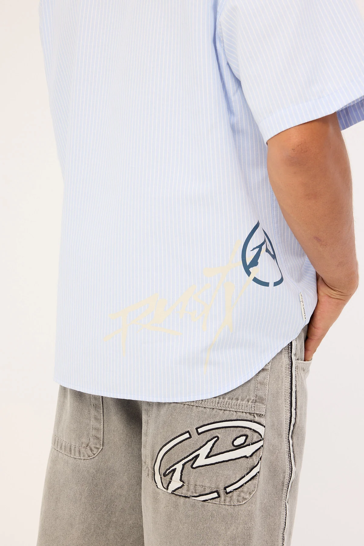 Rusty Hoodus Pinstripe Shirt Sky Blue - Image 9