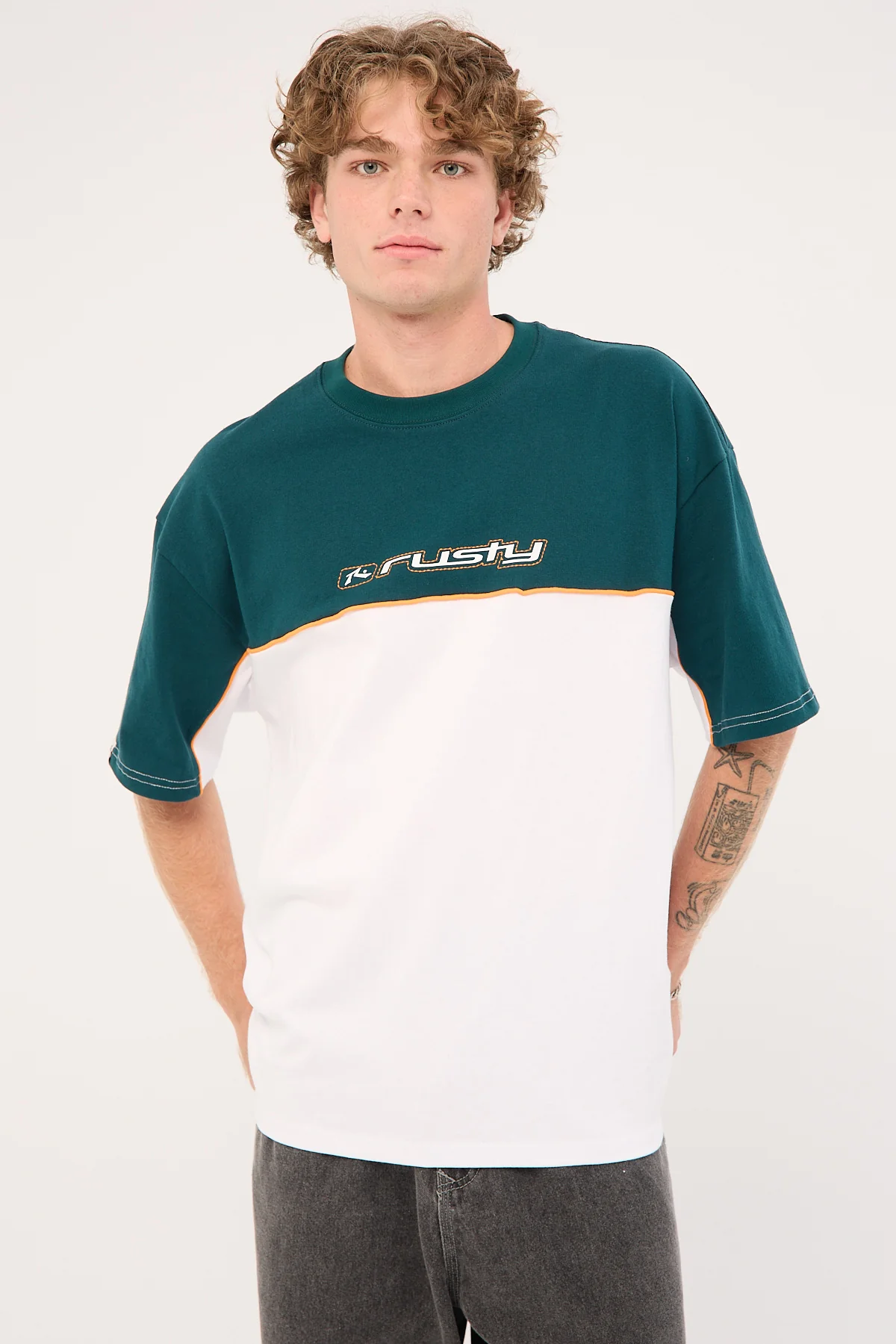 Rusty Infinity 3.0 Heavy Tee White/Deep Teal - Image 3