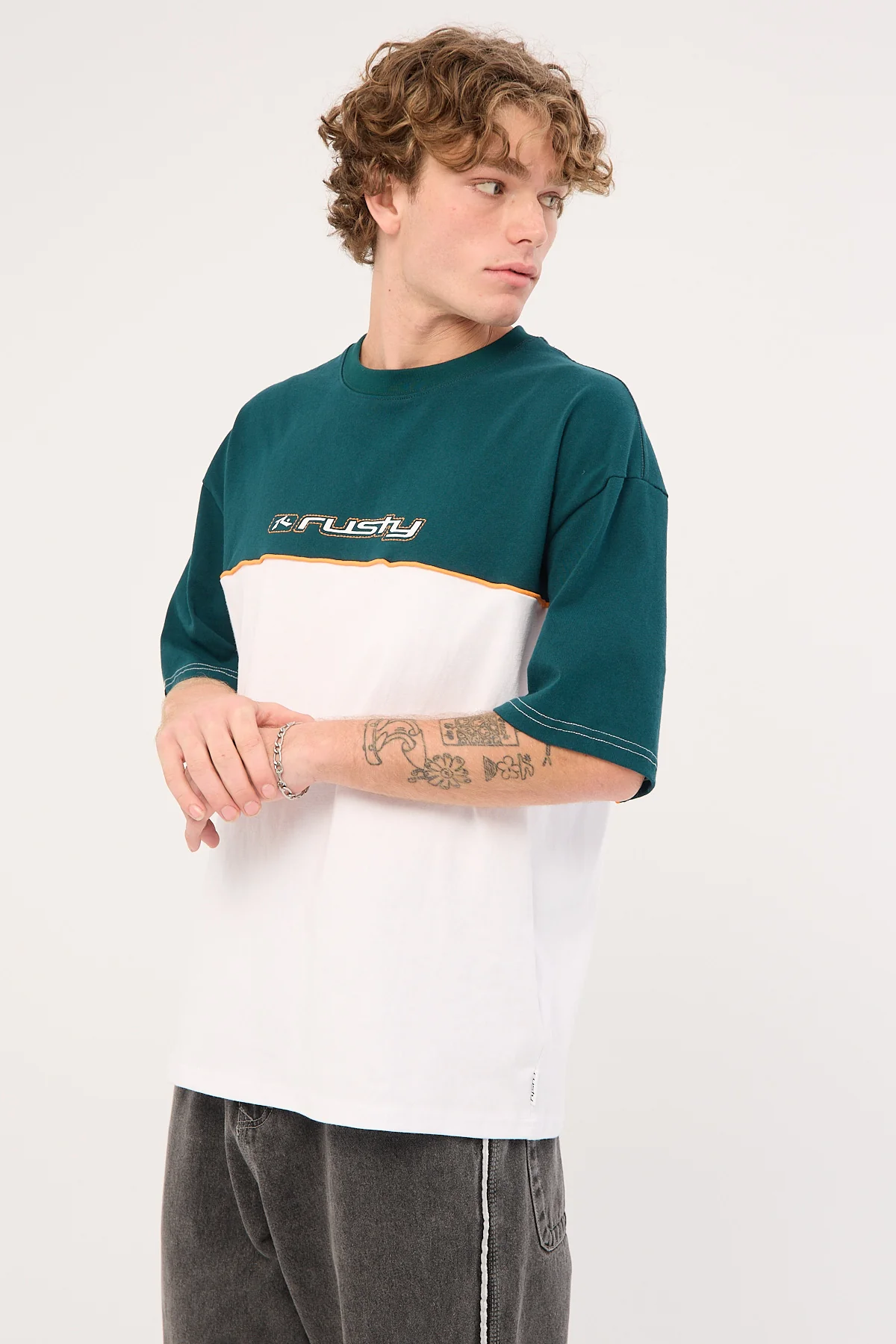 Rusty Infinity 3.0 Heavy Tee White/Deep Teal - Image 4