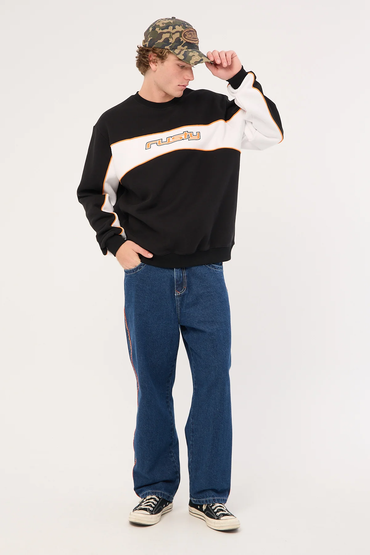 Rusty Kinetic Crew Neck Fleece Black