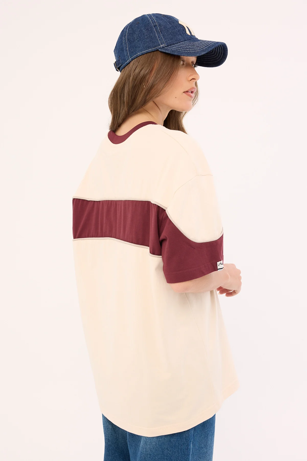 Rusty Kinetic Oversize Tee Cream/Burgundy - Image 6