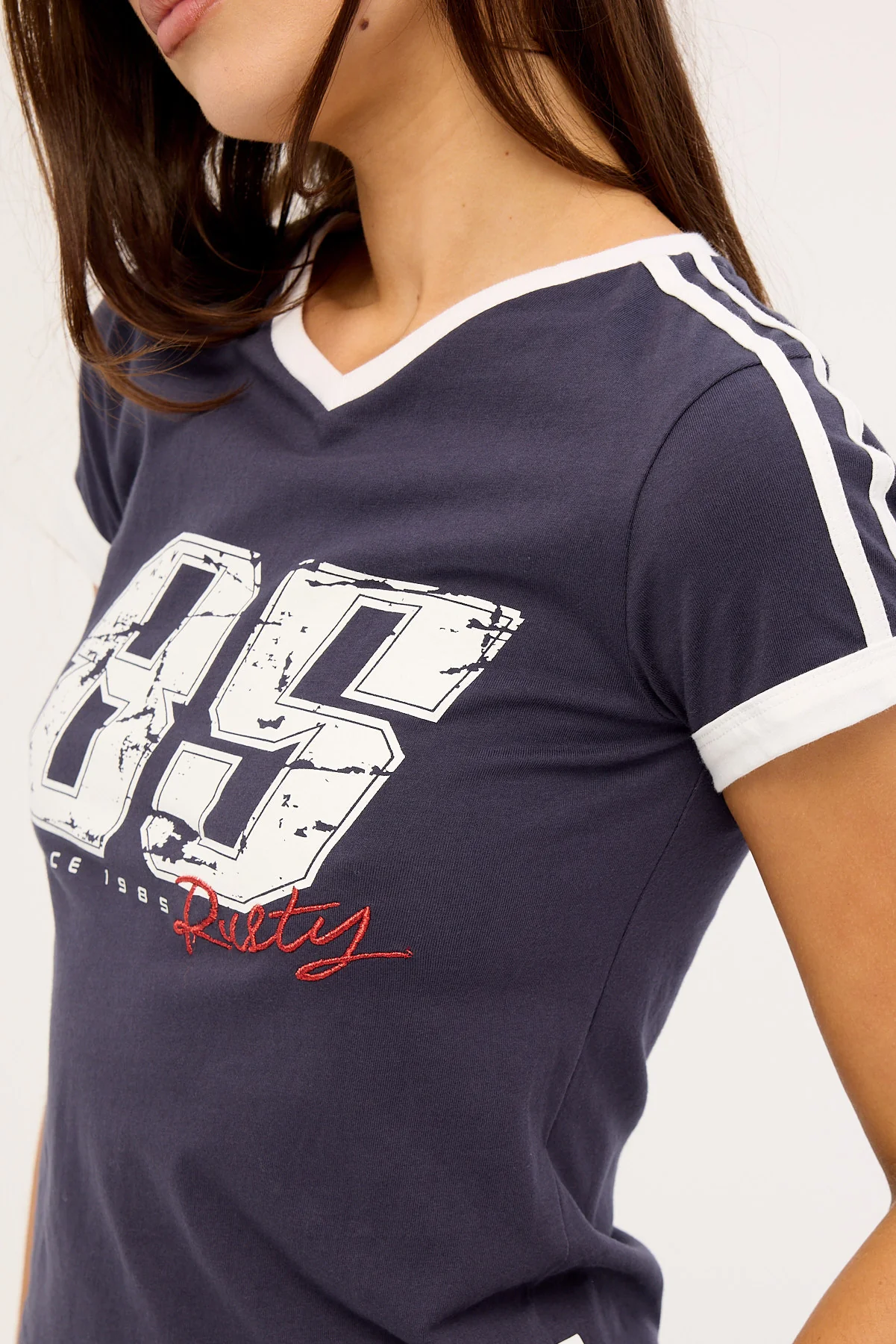 Rusty Le Sports Jersey Baby Tee Navy - Image 3