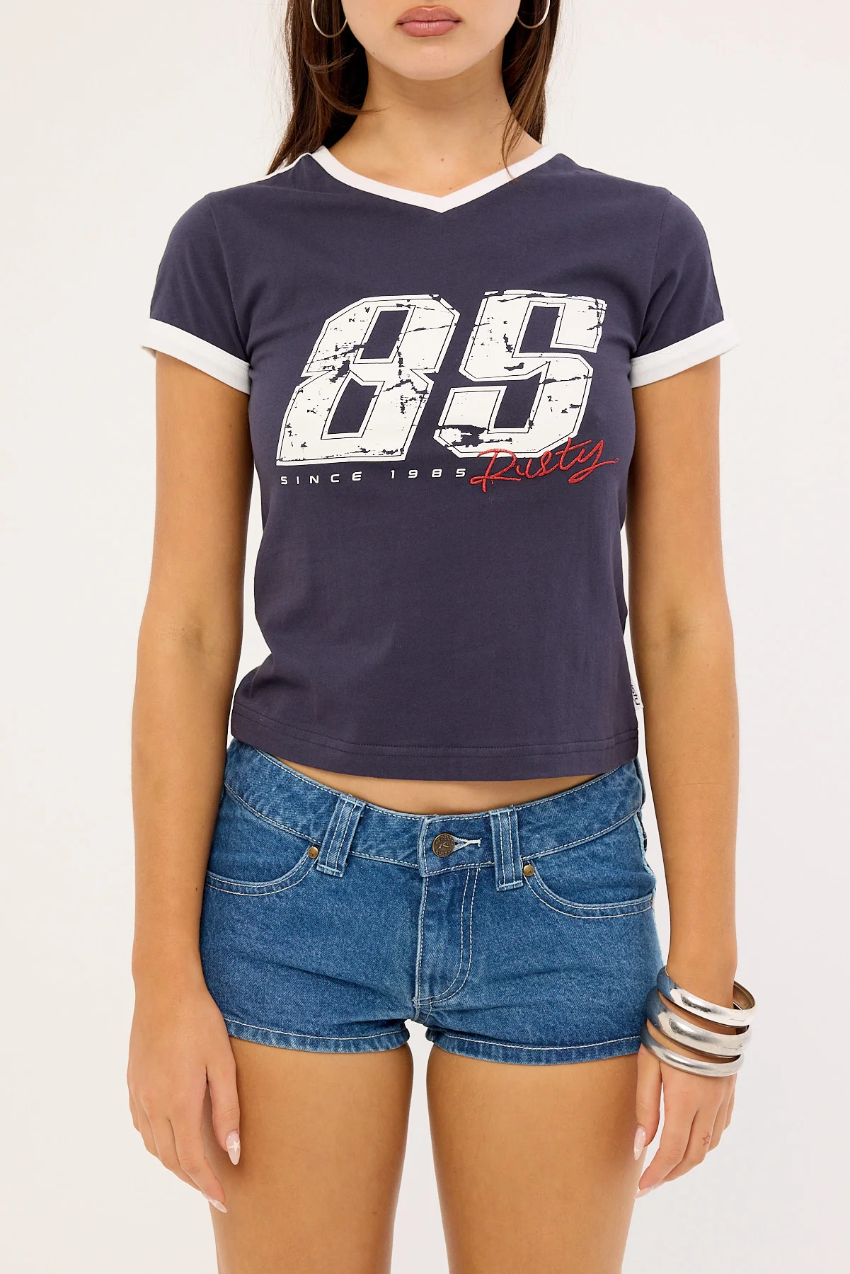 Rusty Le Sports Jersey Baby Tee Navy - Image 6