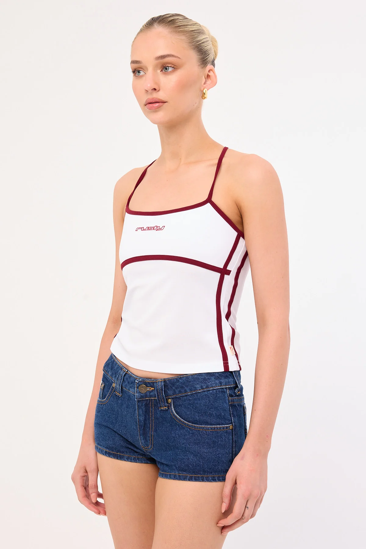 Rusty Lemmy Low Rise Micro Mini Short Deep See Blue - Image 4
