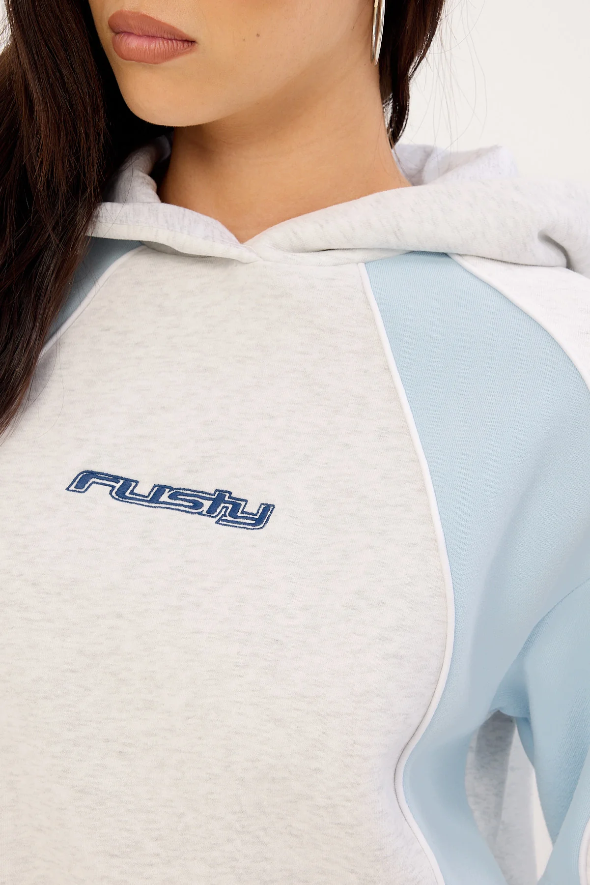 Rusty Mini Two Tides Cropped Hooded Fleece Ecru Marle - Image 3
