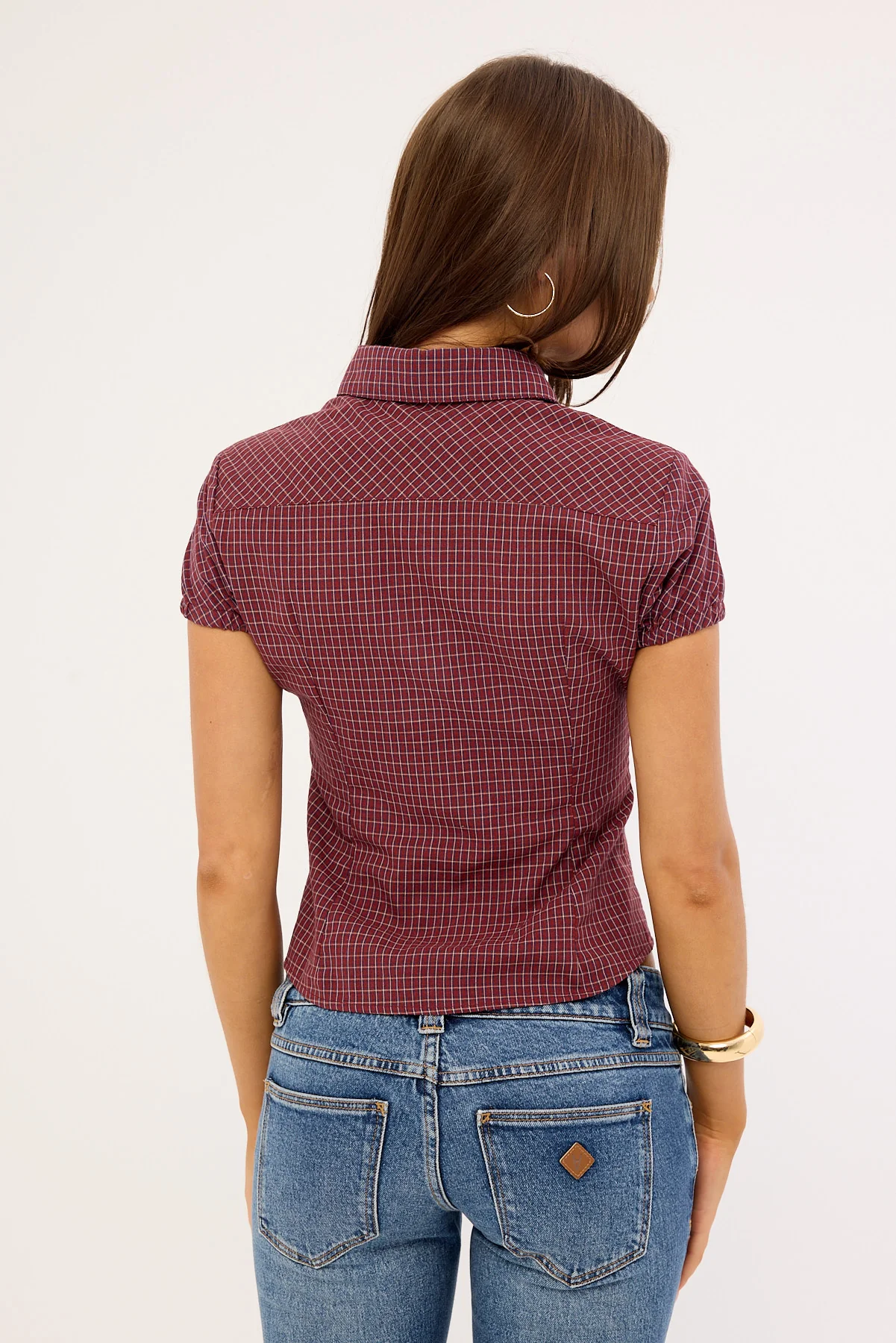 Rusty Missy May Check Shirt Burgundy - Image 5