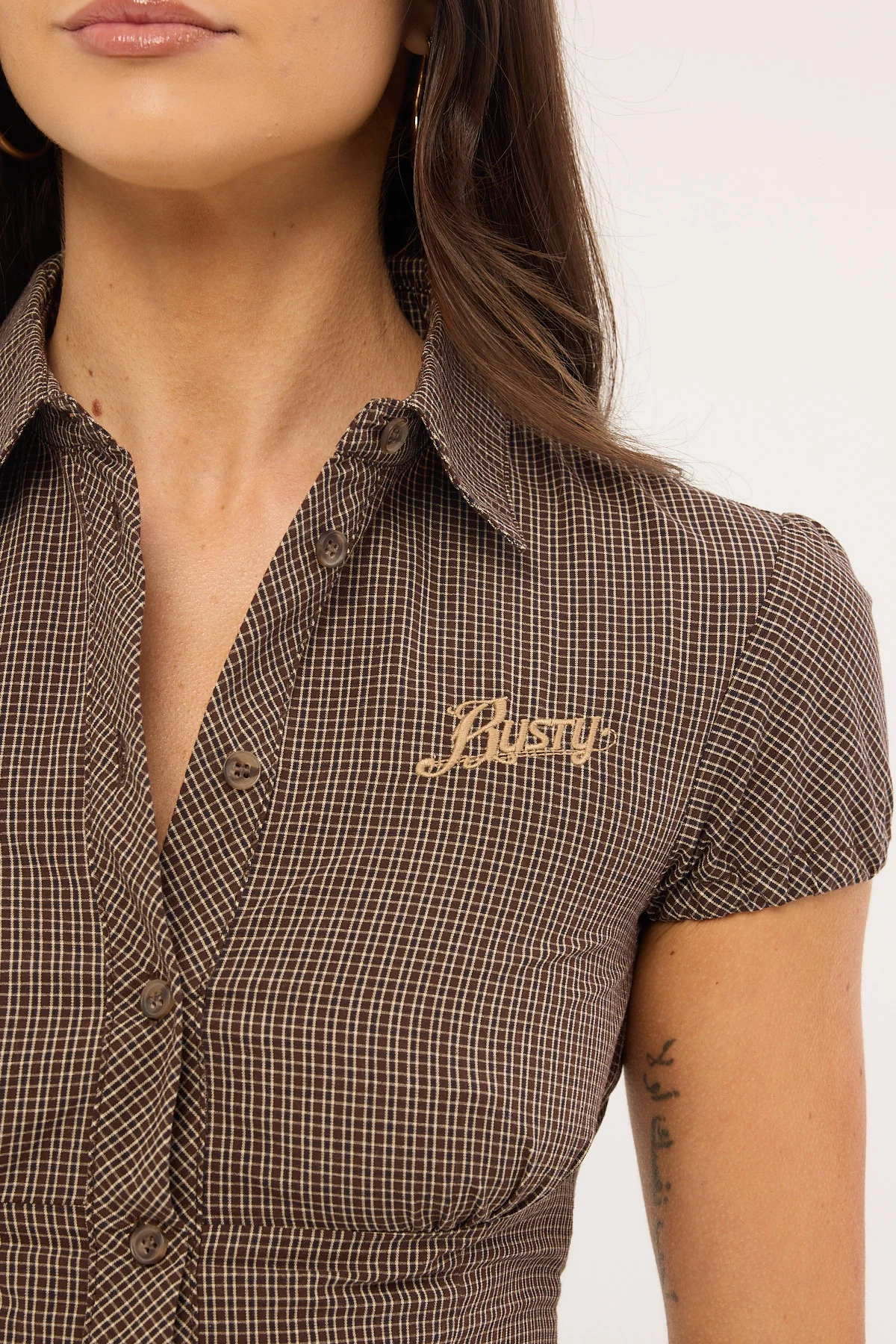 Rusty Missy May Mini Dress Java Plaid - Image 3