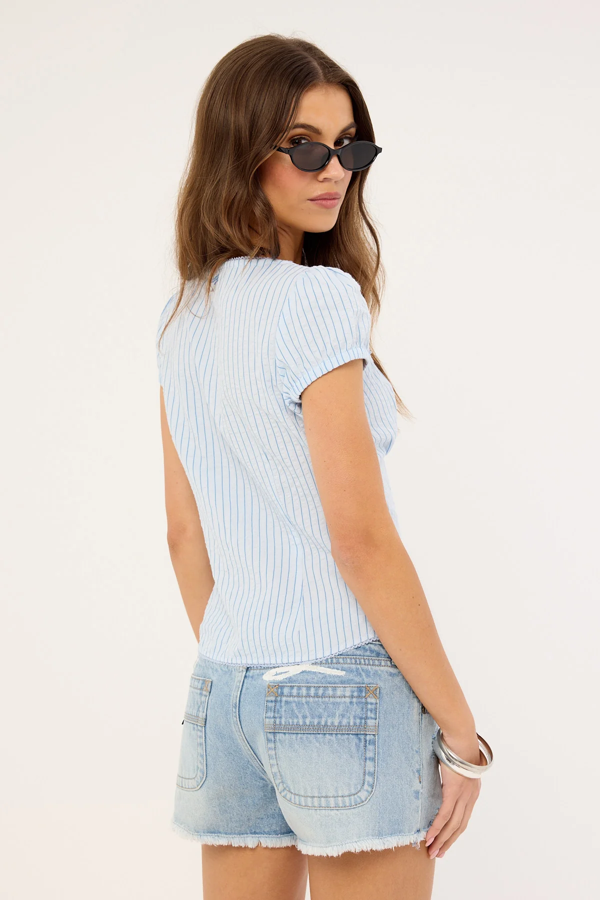 Rusty Montana Short Sleeve Shirt Retro Blue & White - Image 5