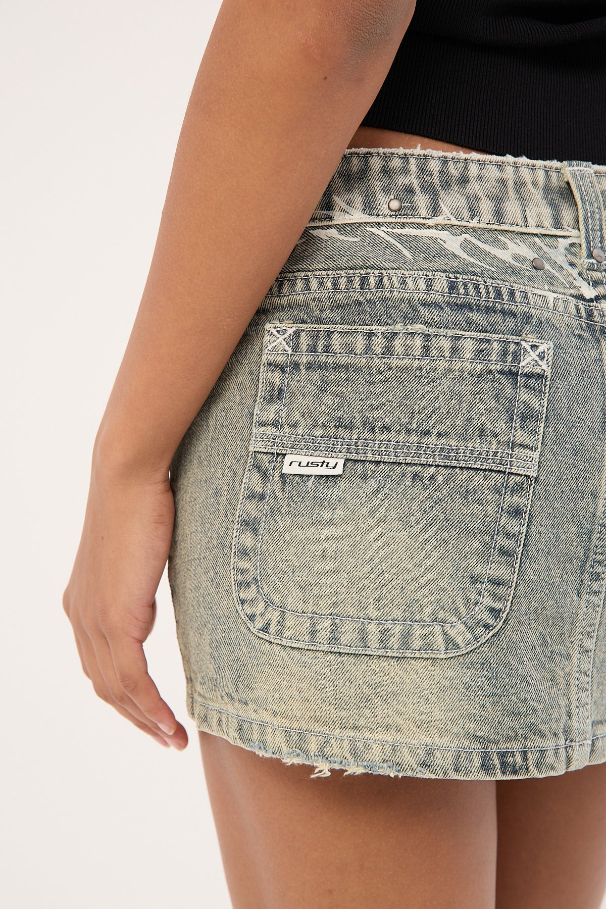 Rusty Morty Low Rise Denim Mini Skirt Dirty Dawg - Image 8