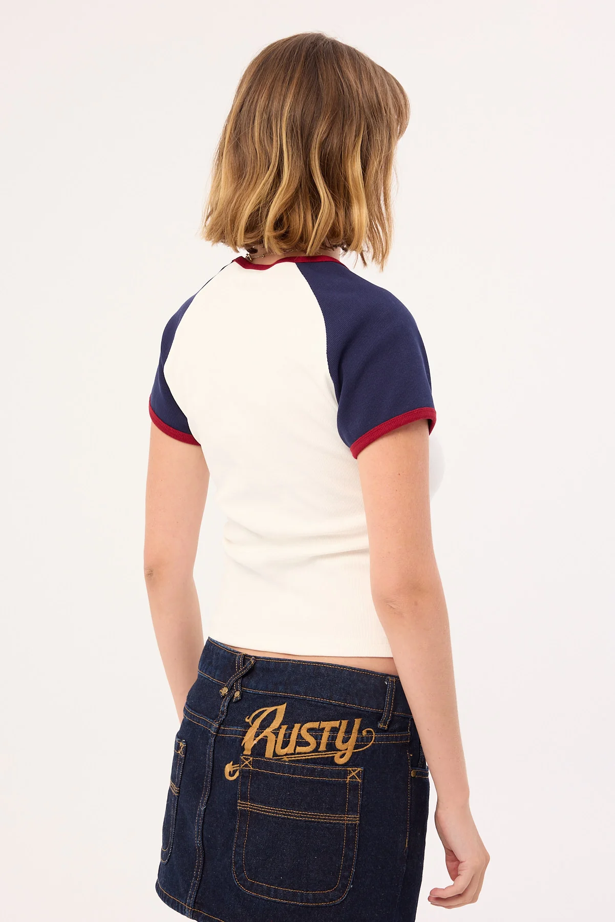 Rusty Mr Worldwide Raglan Skimmer Tee White - Image 5