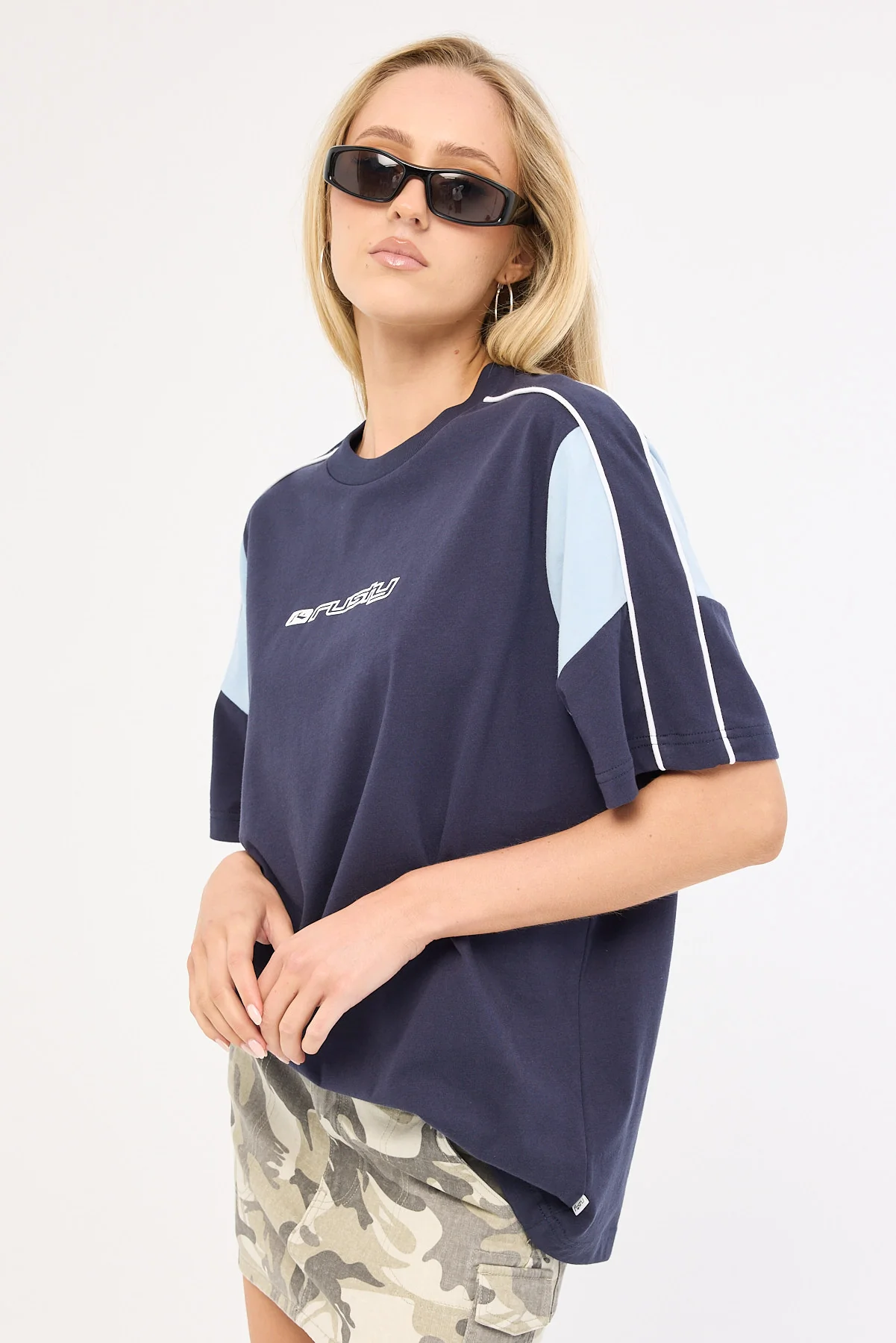 Rusty New Break 220 Oversize Tee Navy Blue - Image 5