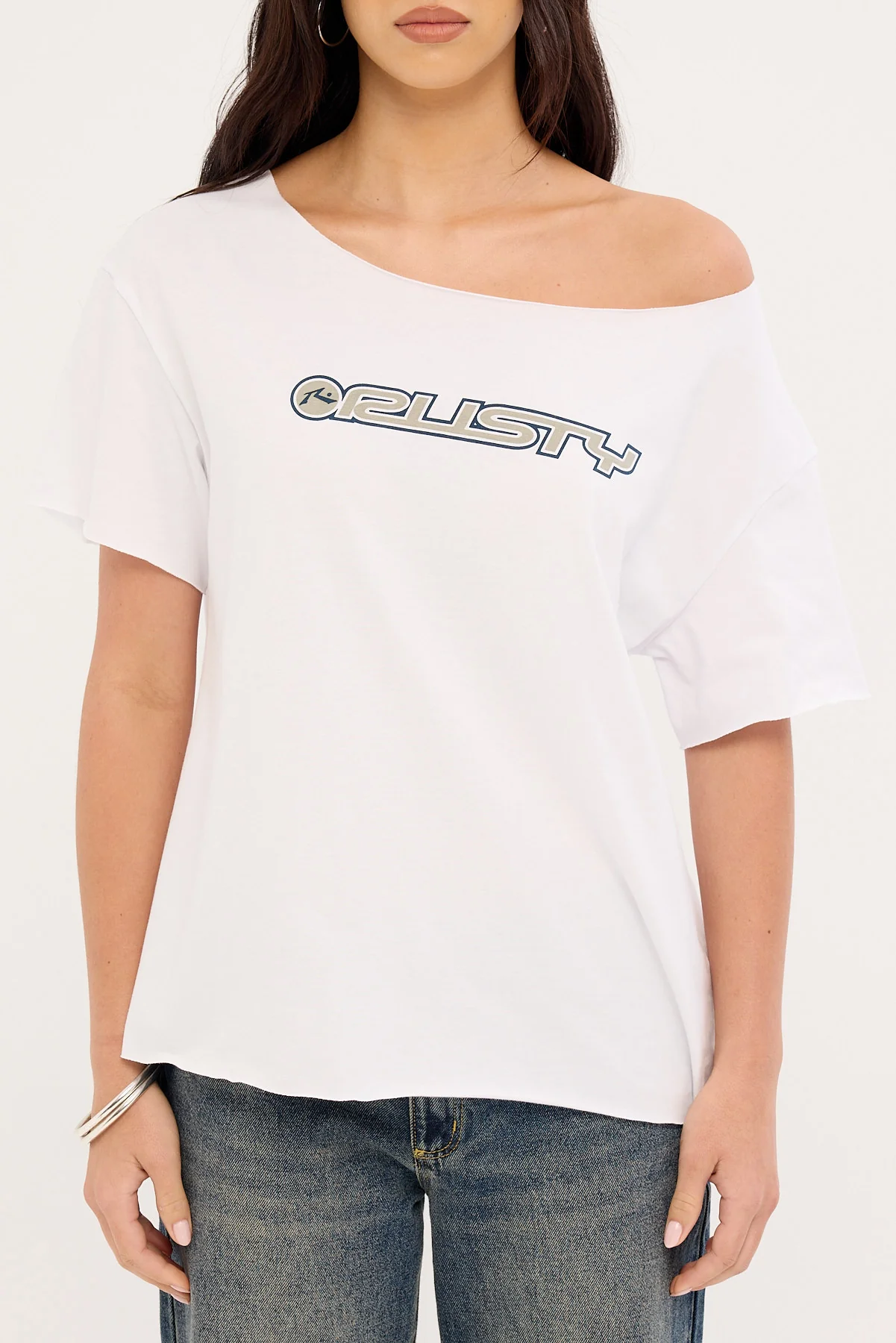 Rusty New But Old Off Shoulder Tee Vintage White - Image 6