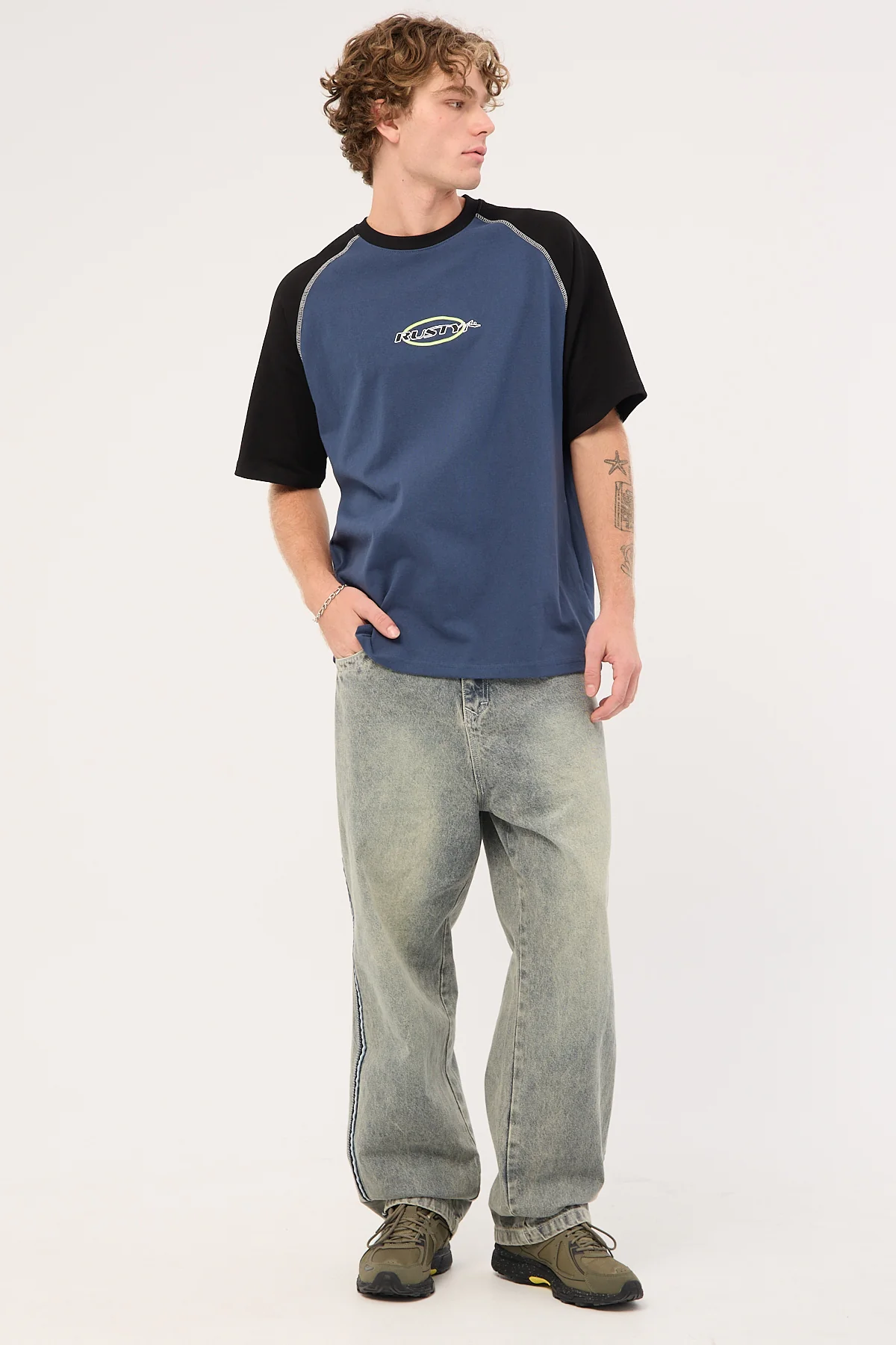 Rusty Outlaw Raglan Heavy Tee China Blue