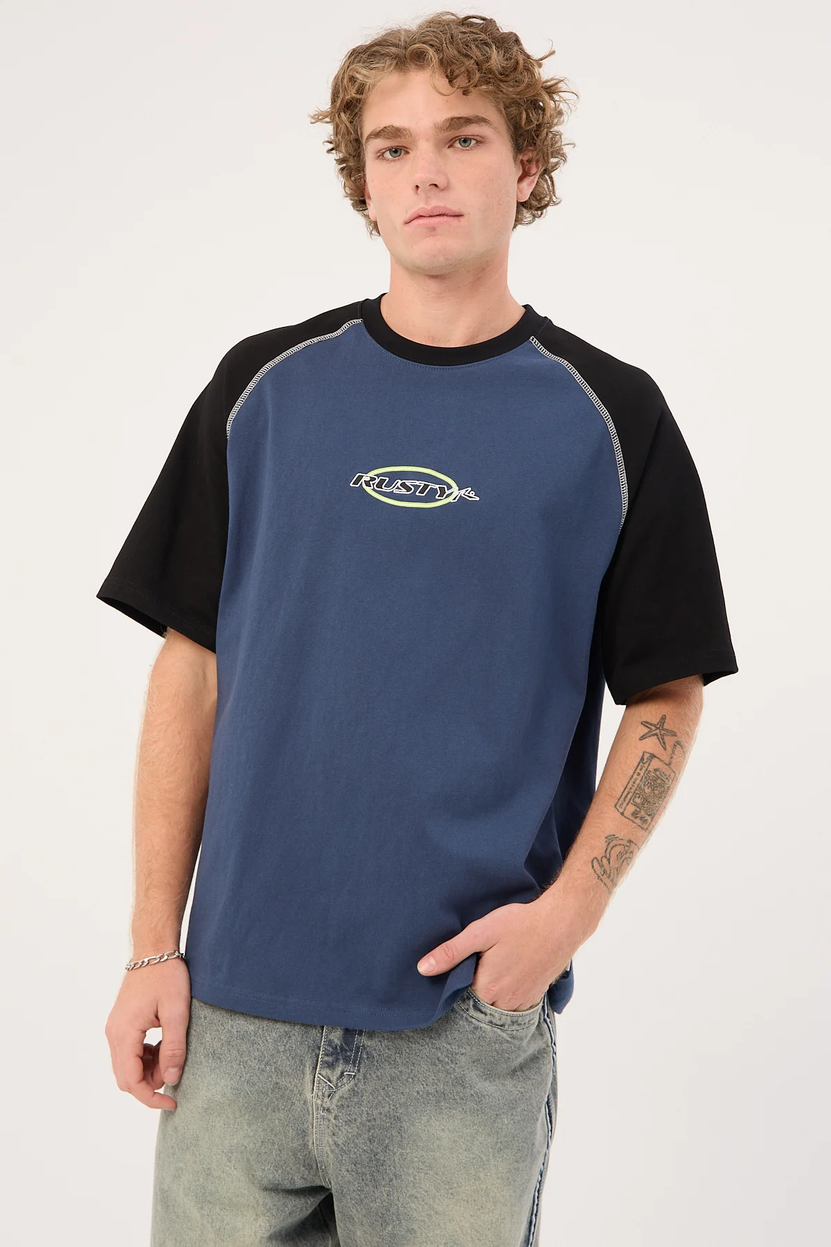 Rusty Outlaw Raglan Heavy Tee China Blue - Image 2