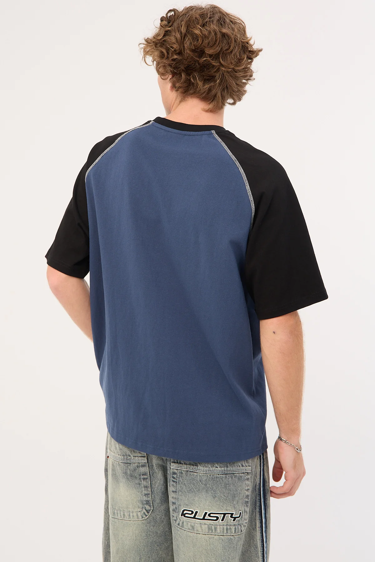 Rusty Outlaw Raglan Heavy Tee China Blue - Image 4