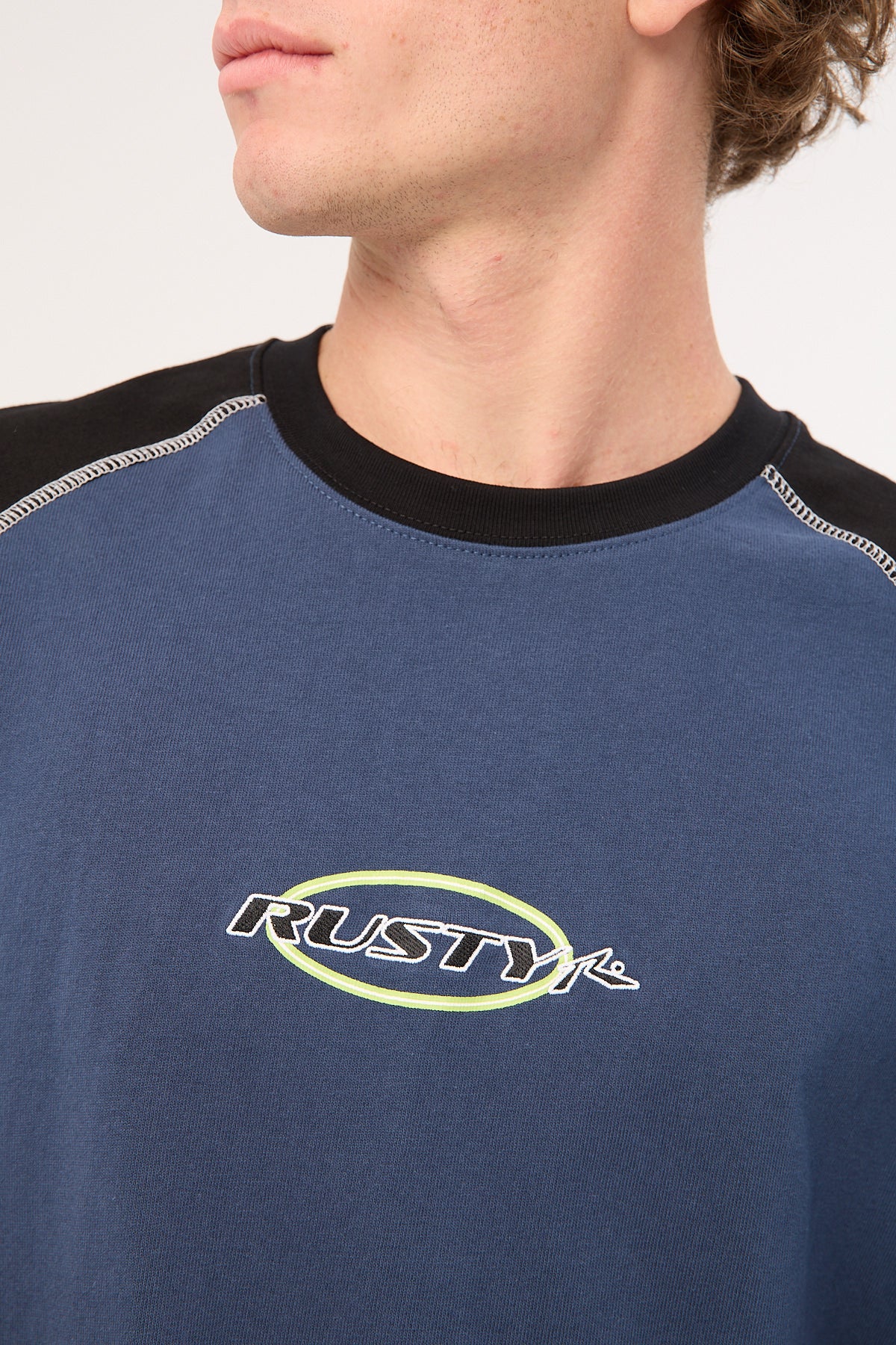Rusty Outlaw Raglan Heavy Tee China Blue - Image 6