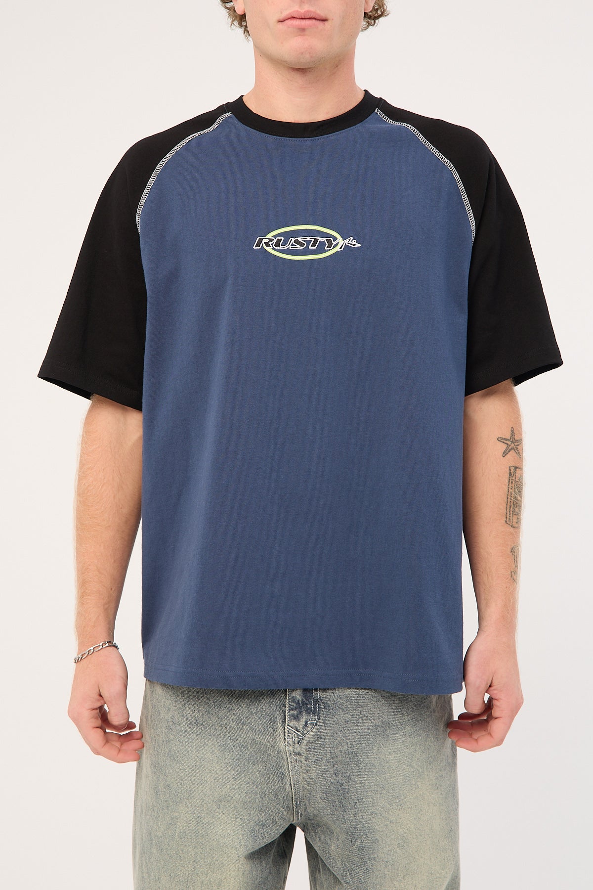 Rusty Outlaw Raglan Heavy Tee China Blue - Image 7