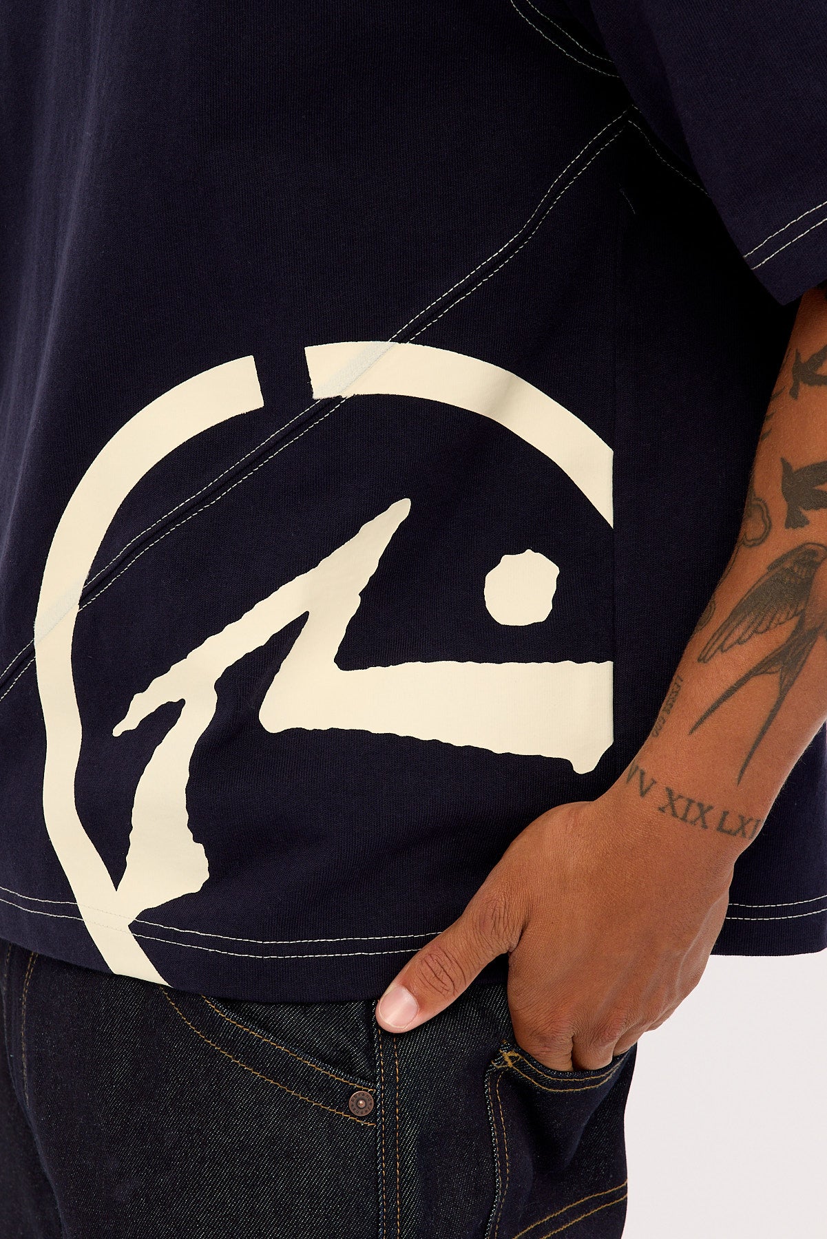 Rusty Pablo Cropped Heavy Tee Navy - Image 3