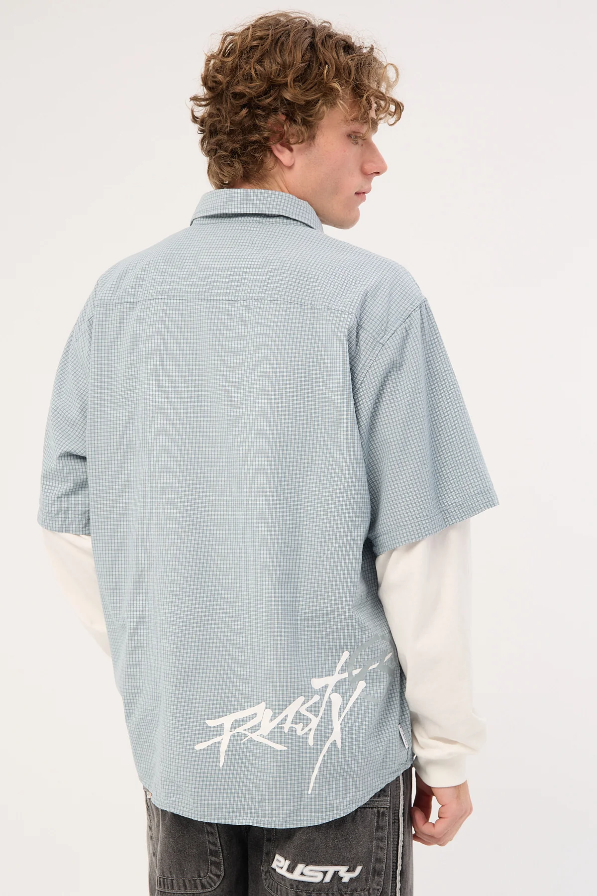 Rusty Pay N Spray Short Sleeve Check Shirt China Blue - Image 6