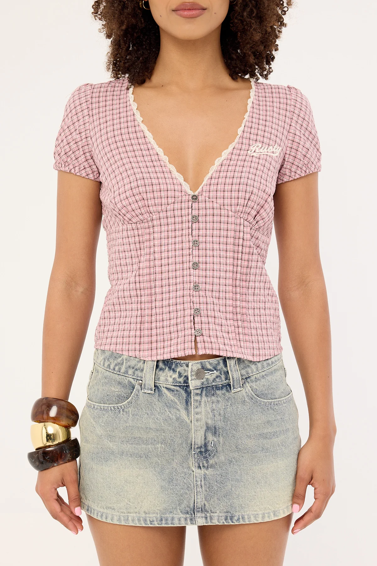 Rusty Peggy Sue Button Down Blouse Pink A Boo - Image 6