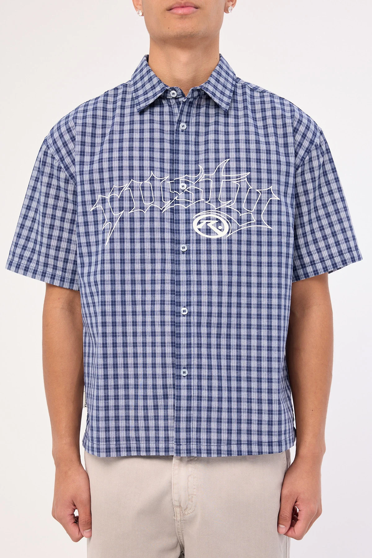 Rusty Plaid 182 Short Sleeve Shirt Dark Blue - Image 8