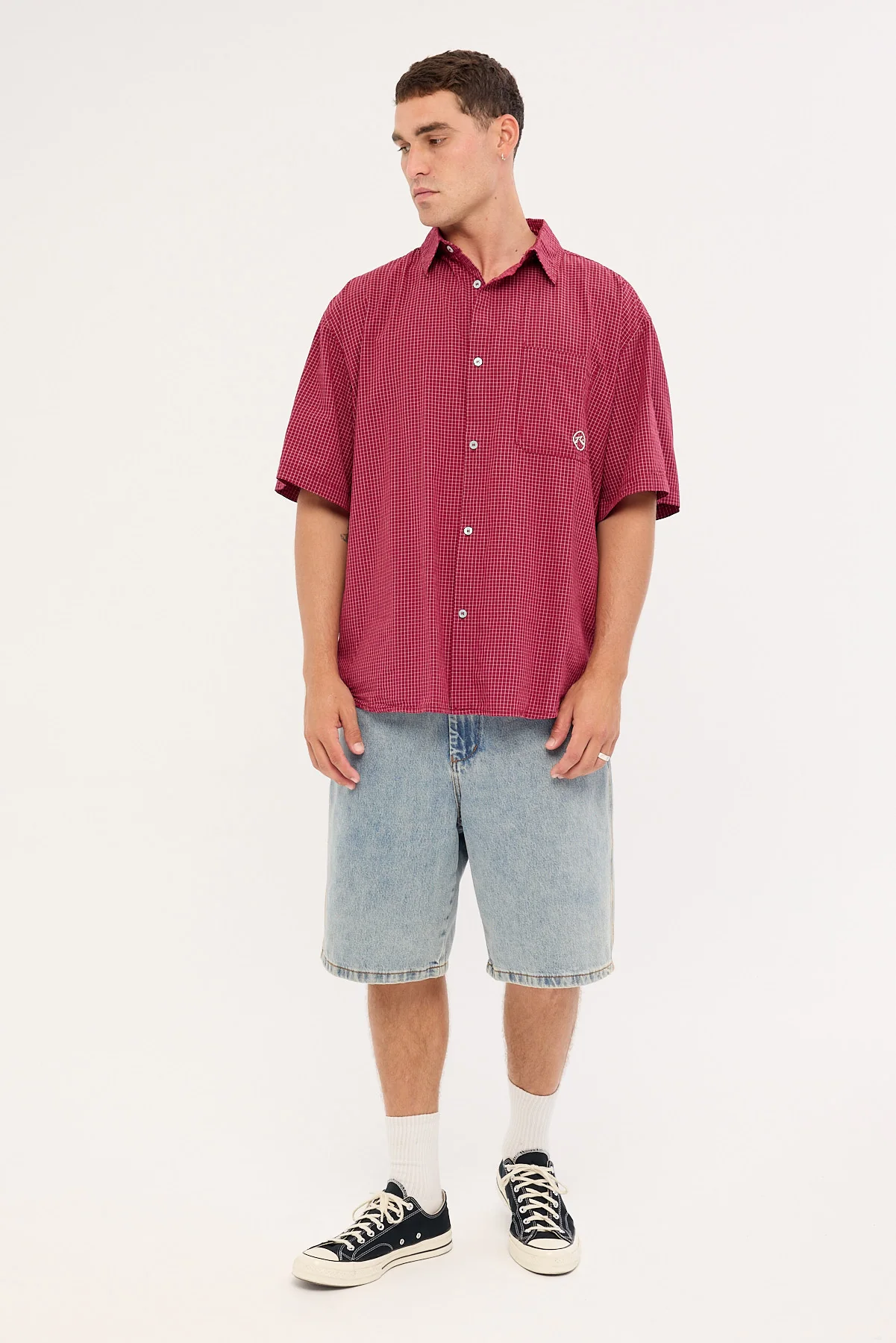 Rusty Ransom Check Shirt Burgundy - Image 2
