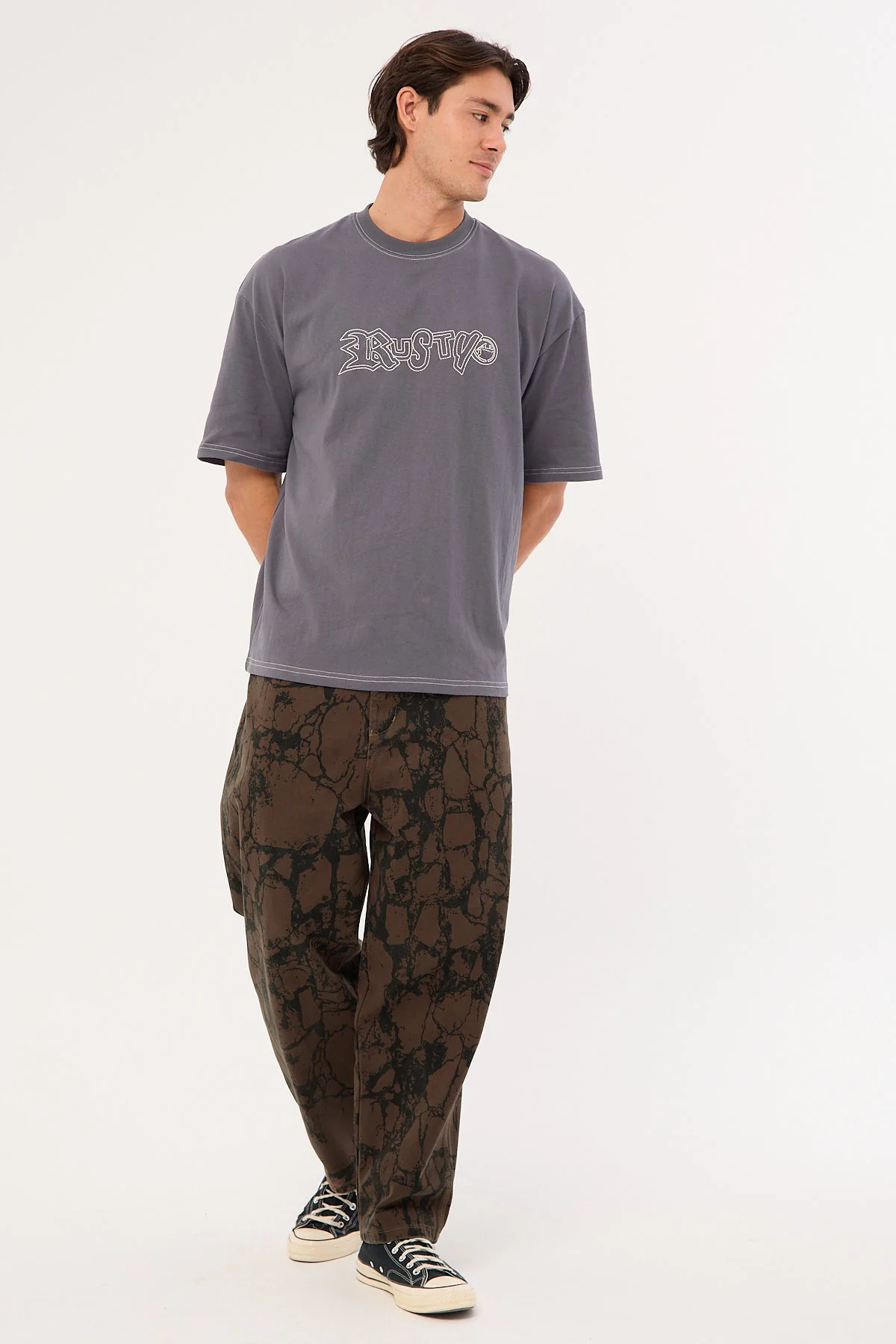 Rusty Ransom Script Short Sleeve Heavy Tee Steele - Image 2