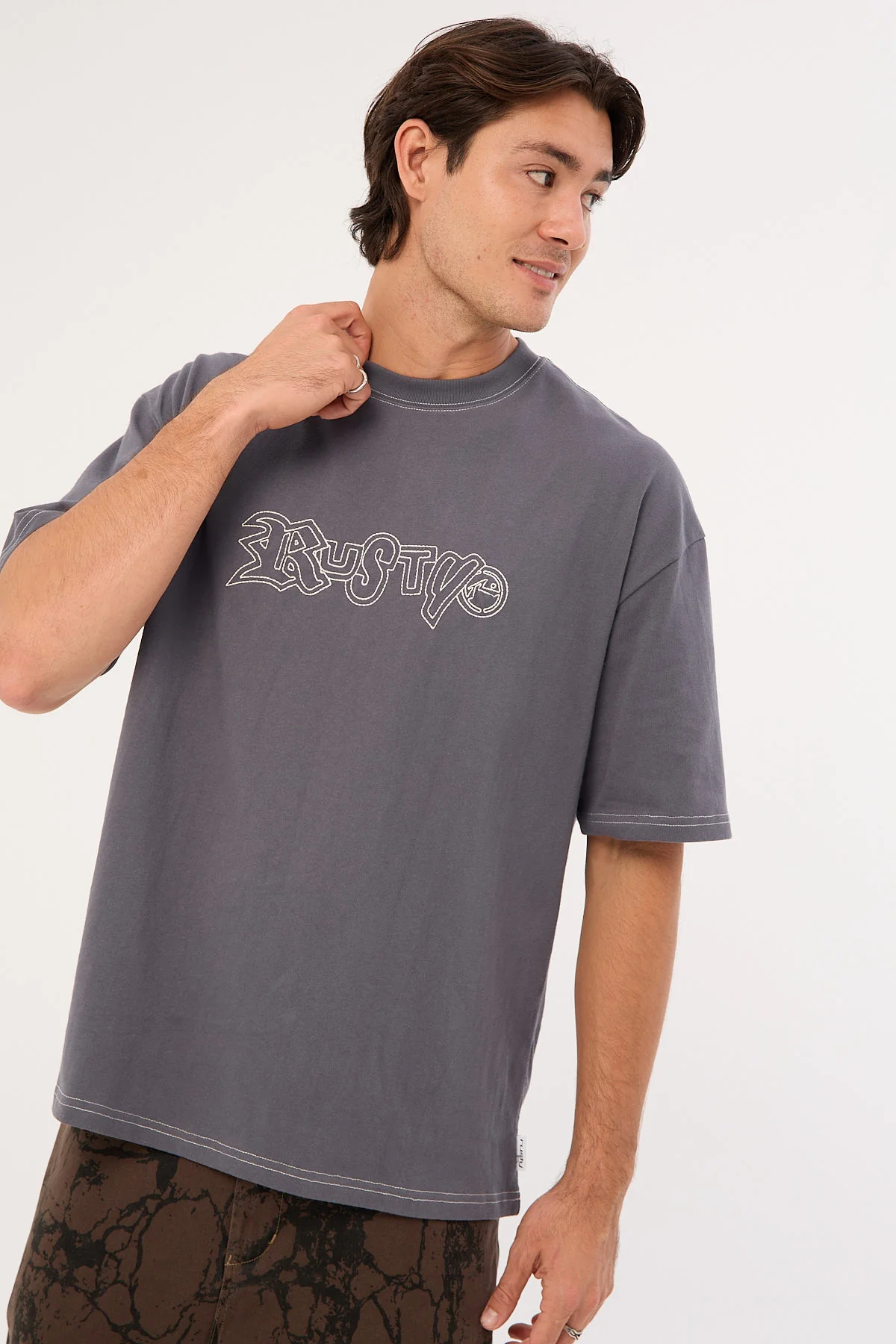 Rusty Ransom Script Short Sleeve Heavy Tee Steele - Image 3