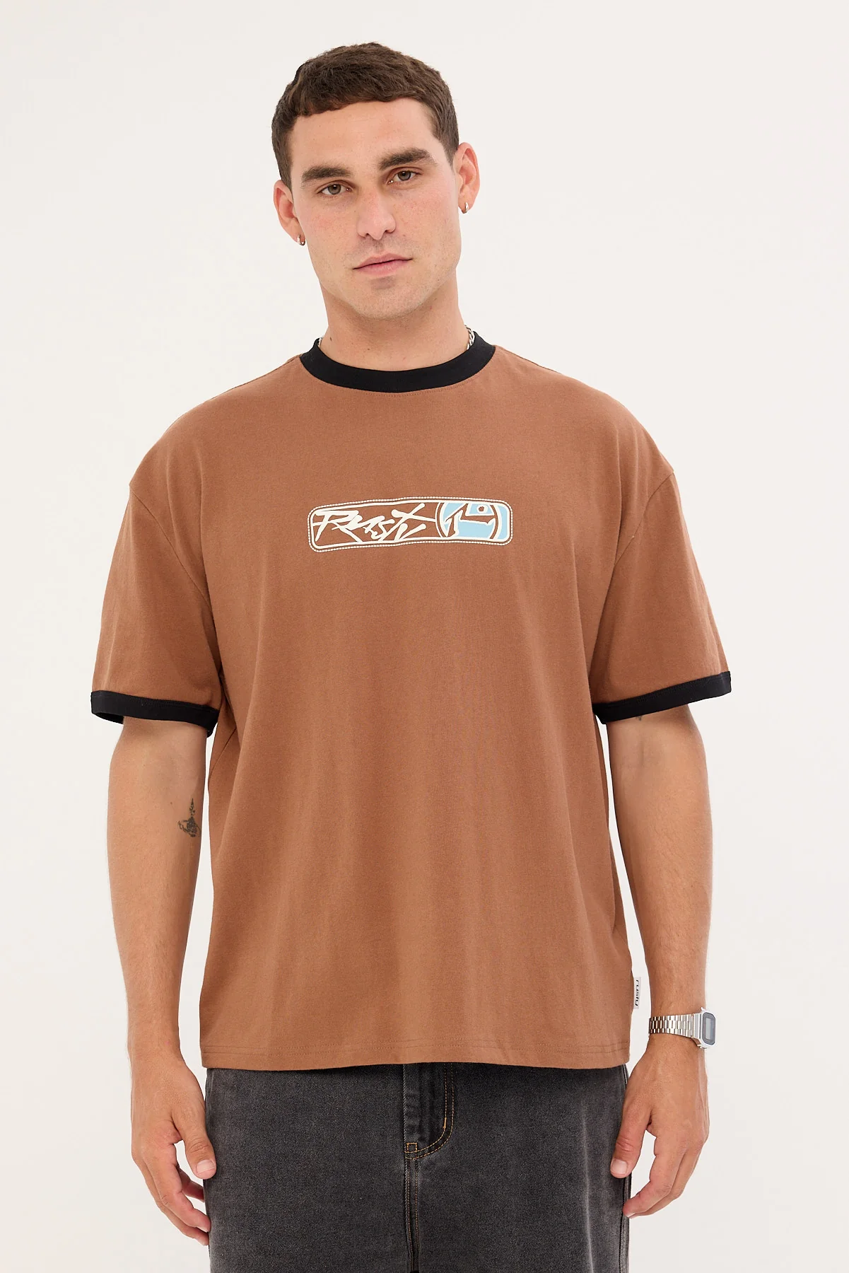 Rusty Riot Cropped Ringer Tee Pinecone
