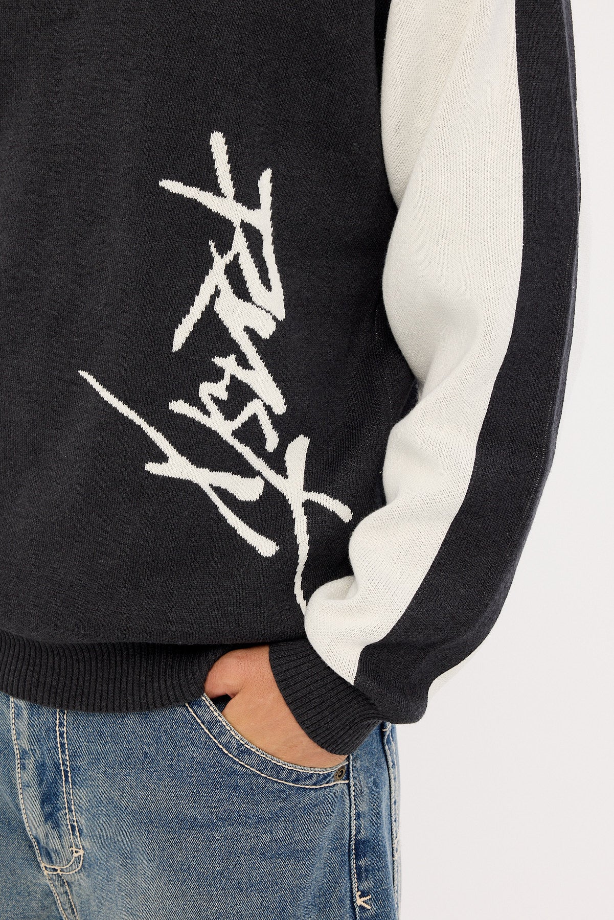 Rusty Roll Safe Boxy Knitted Crew Black Marle - Image 3