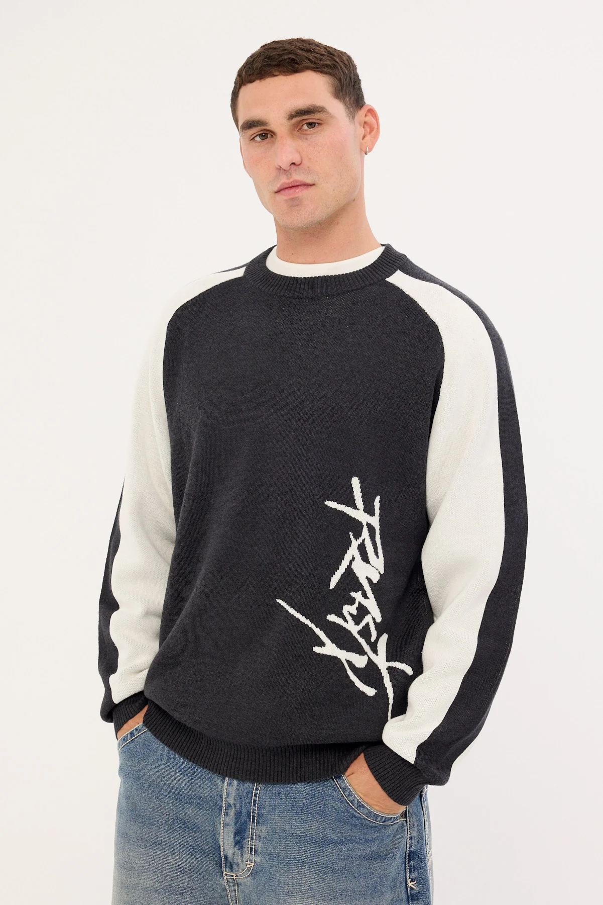 Rusty Roll Safe Boxy Knitted Crew Black Marle - Image 4