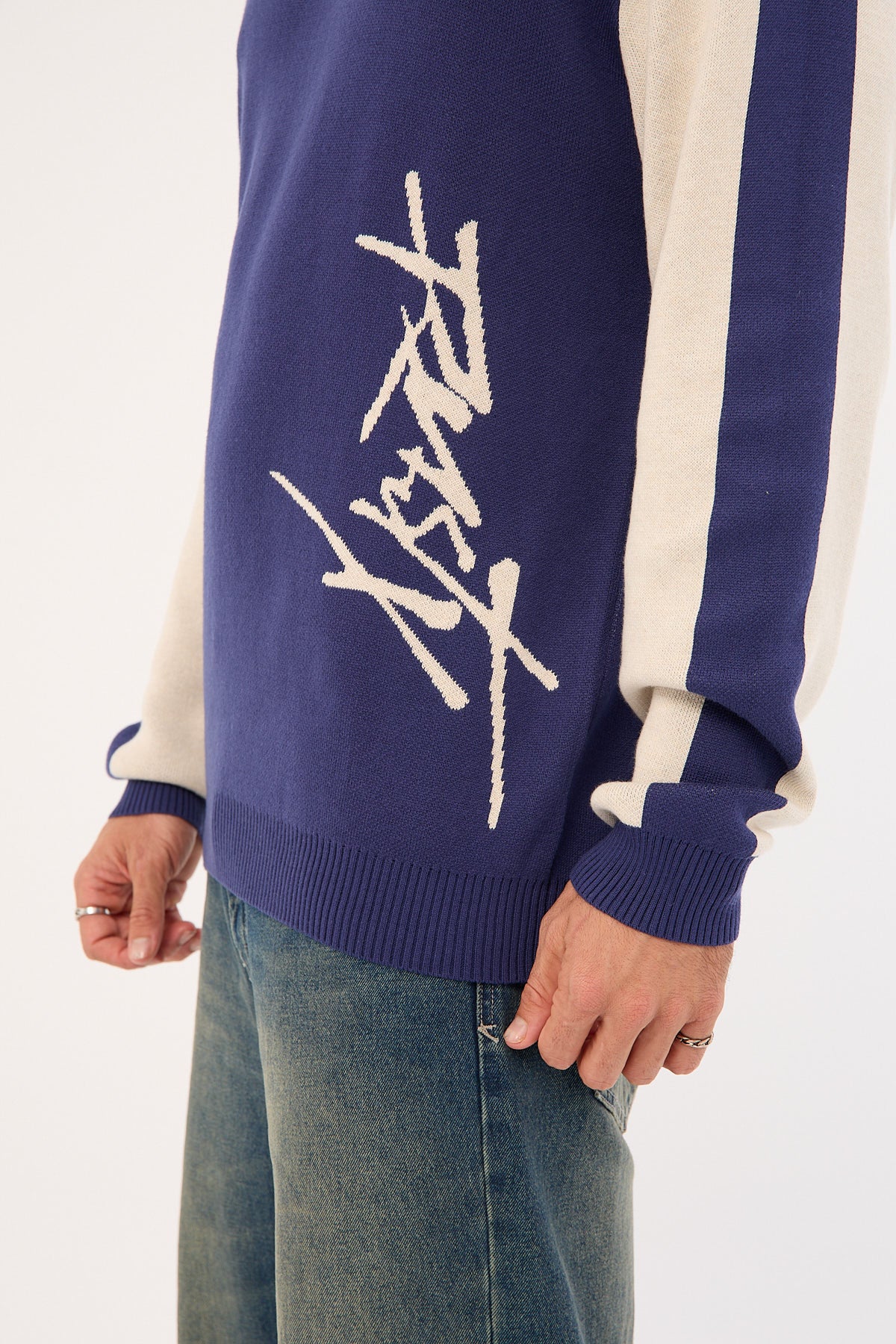 Rusty Roll Safe Boxy Knitted Crew Dark Blue - Image 8