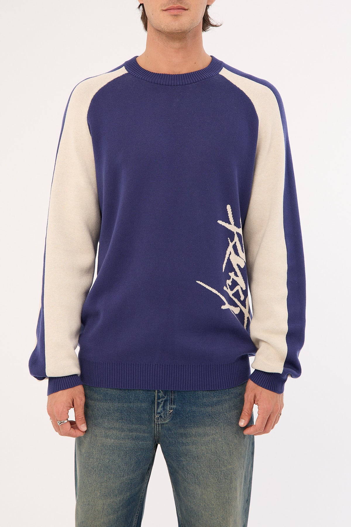 Rusty Roll Safe Boxy Knitted Crew Dark Blue - Image 9