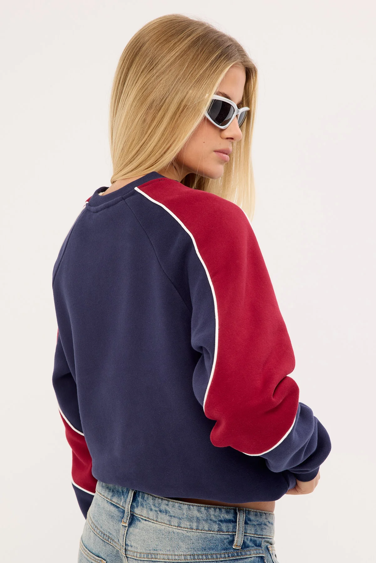 Rusty South Of The River Oversize Crew Fleece Navy/Red - Image 5