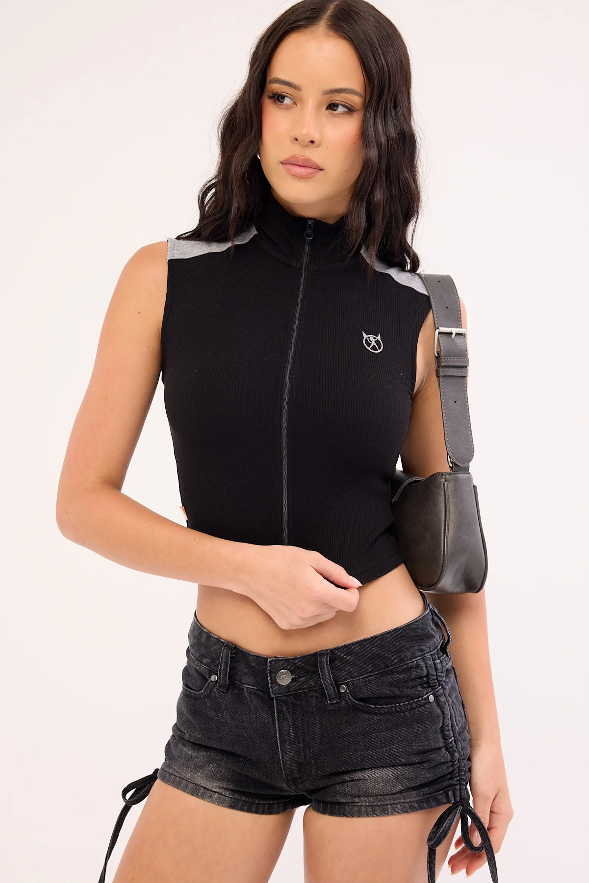 Rusty Speed Zip Through Tank Black/Grey - Image 3