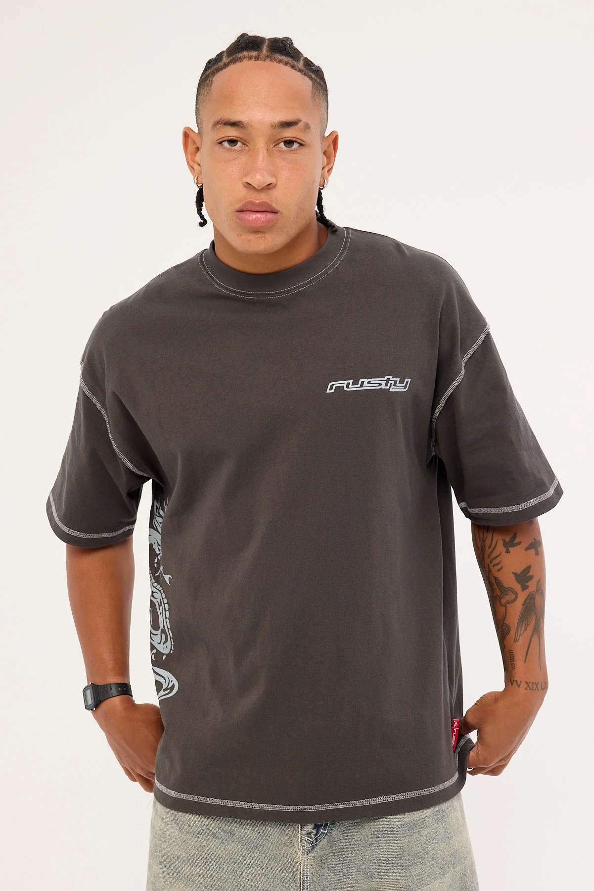 Rusty Spyro 2.0 Cropped Tee Charcoal