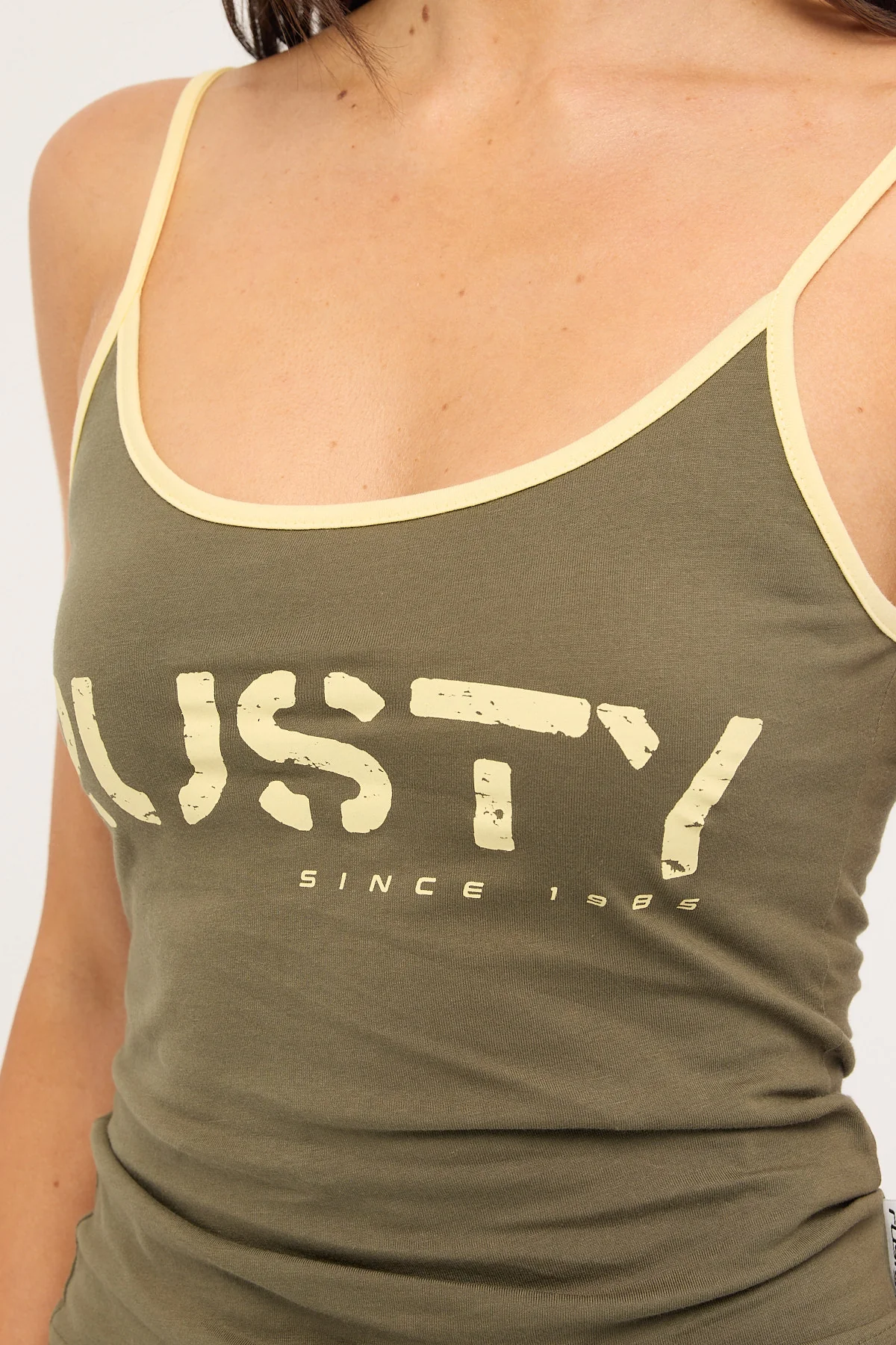 Rusty Tank Girl Contrast Staple Singlet Khaki - Image 5