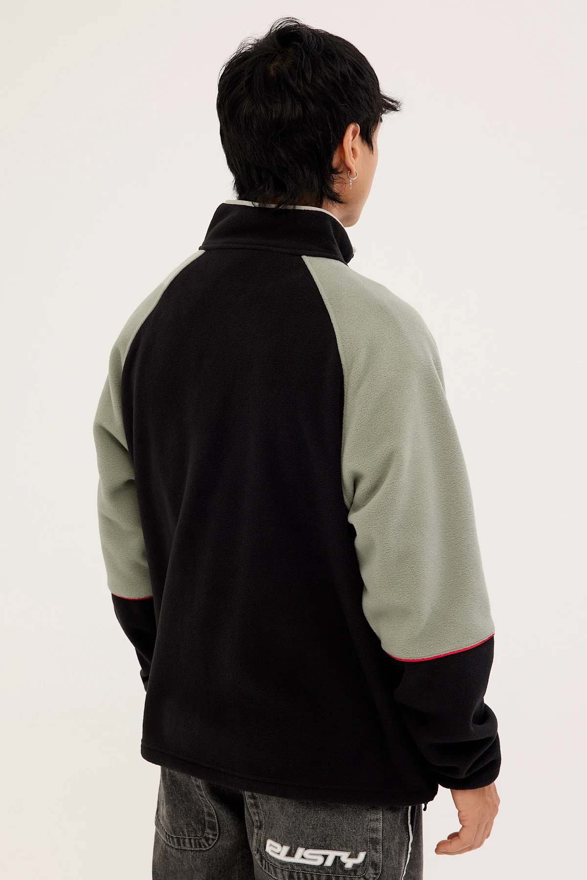 Rusty Tectonic Quarter Zip Polar Fleece Black - Image 6
