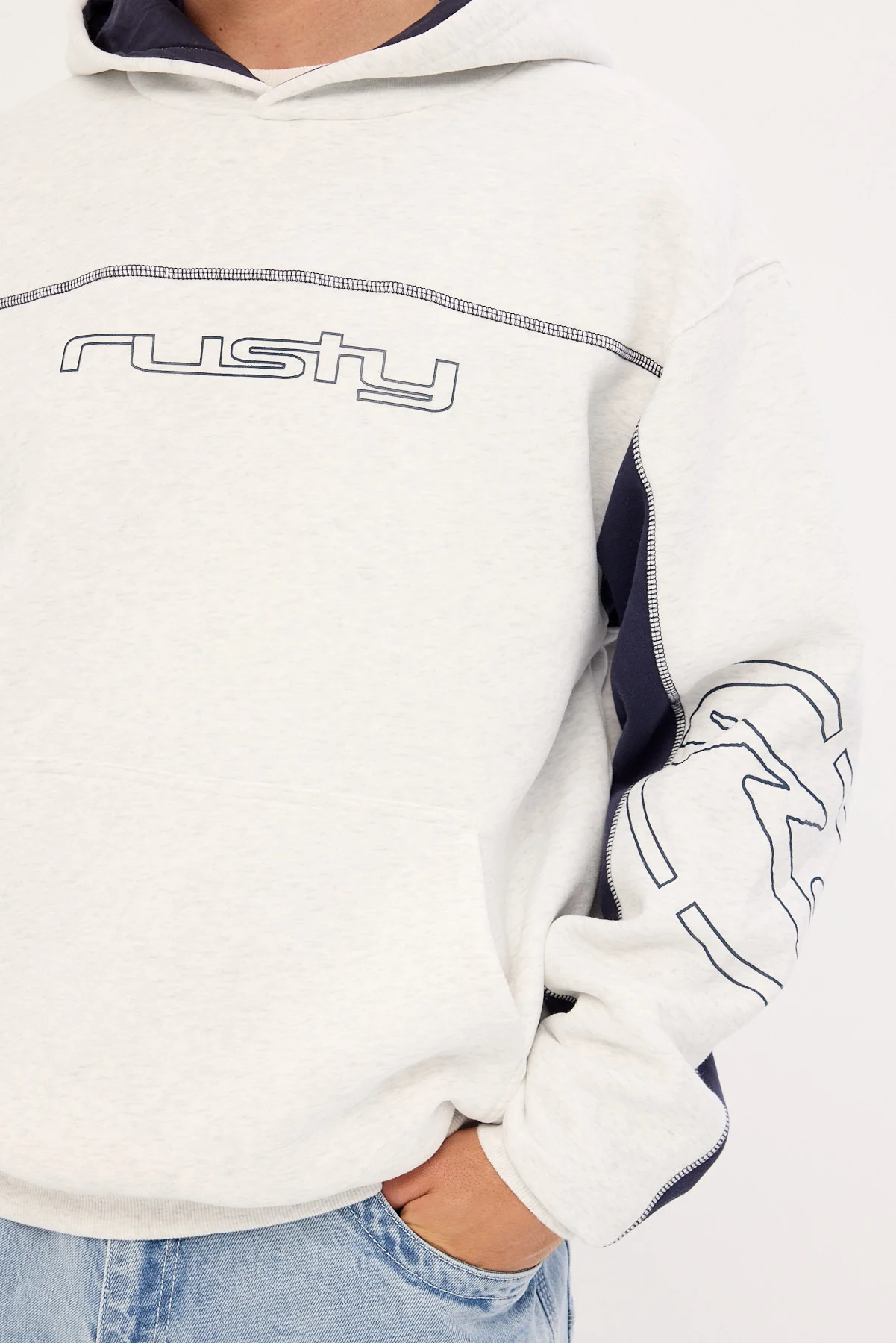 Rusty Titan Hooded Fleece Ecru Marle - Image 3