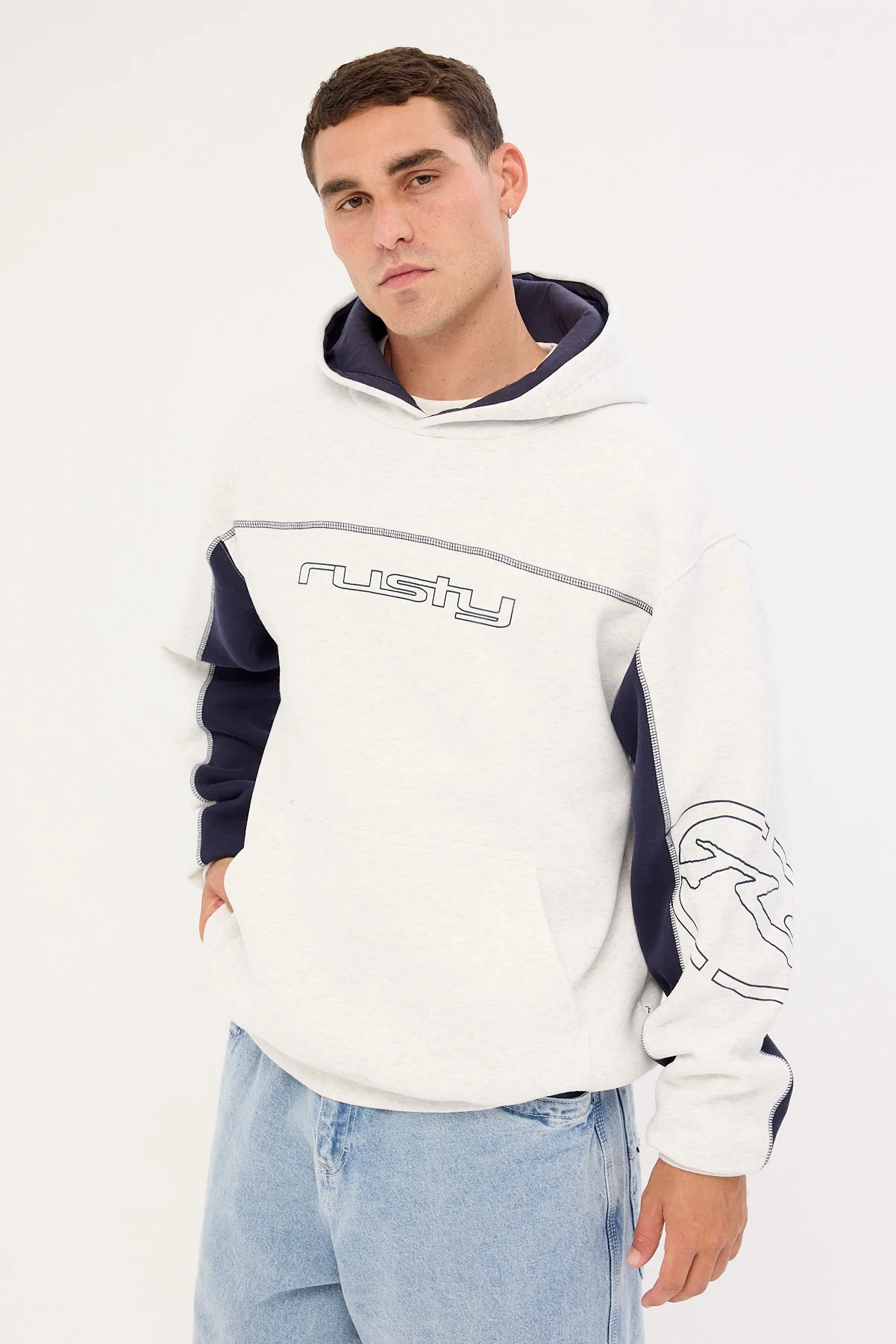 Rusty Titan Hooded Fleece Ecru Marle - Image 4