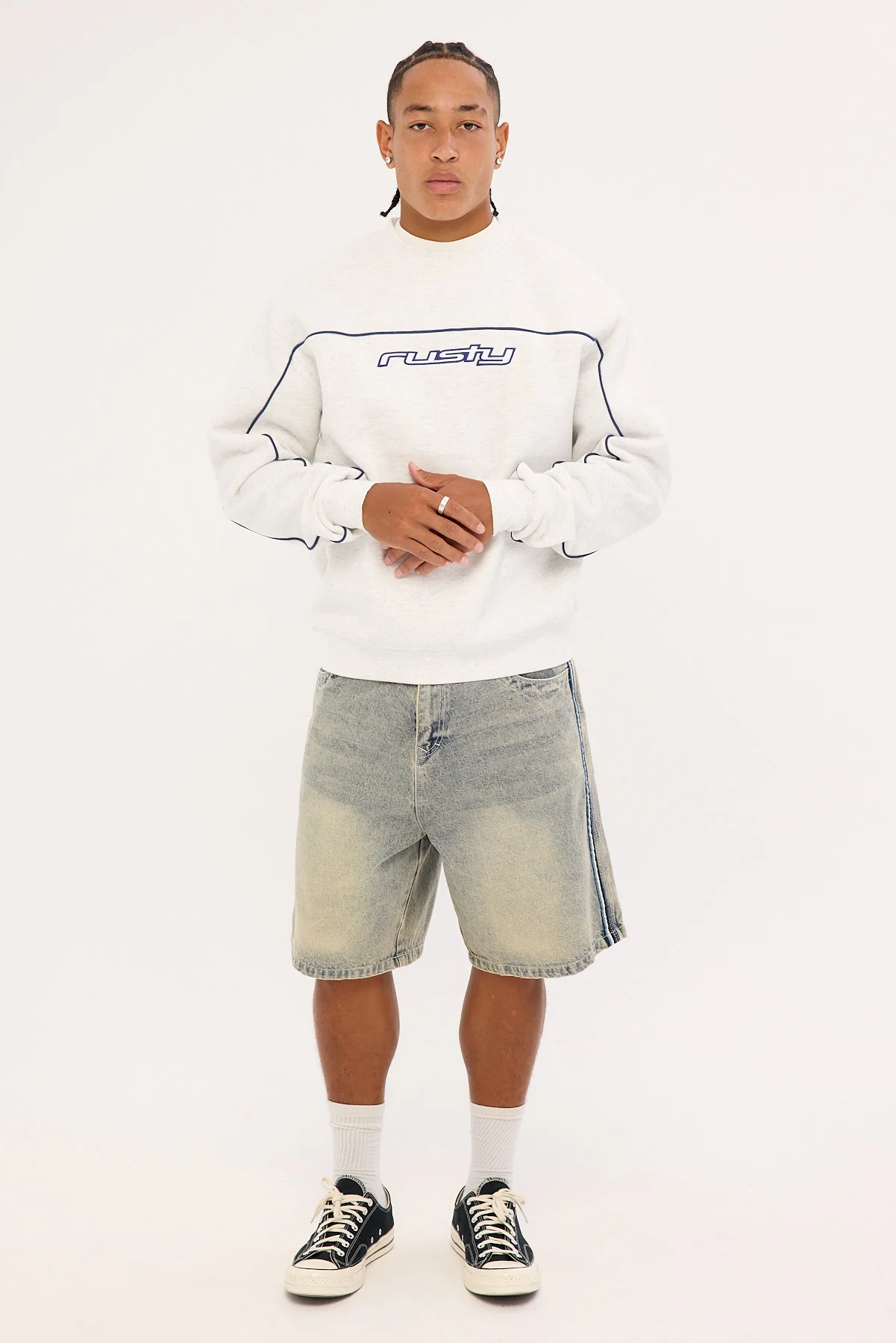 Rusty Trigger Crew Fleece Ecru Marle - Image 2