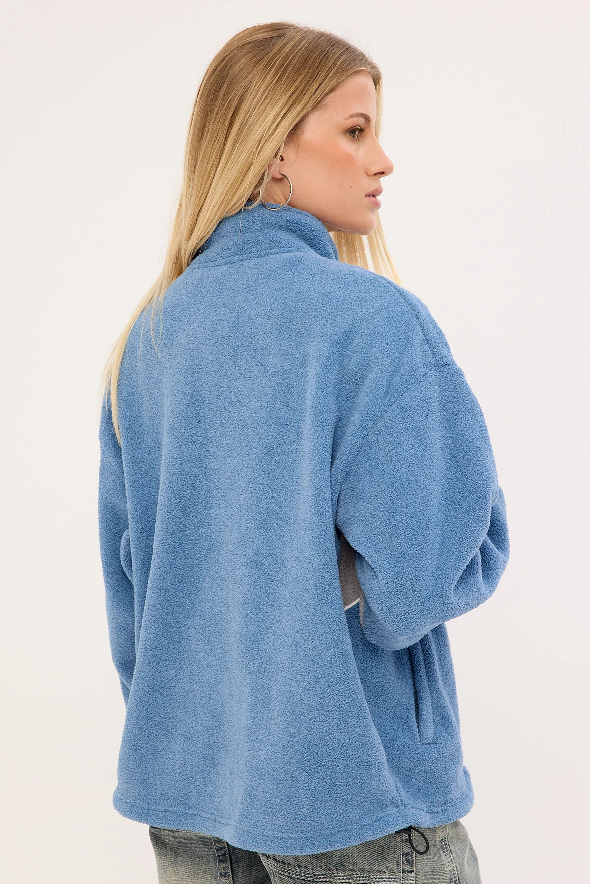 Rusty Two Tides Zip Through Sherpa Fleece Blue/Grey - Image 5