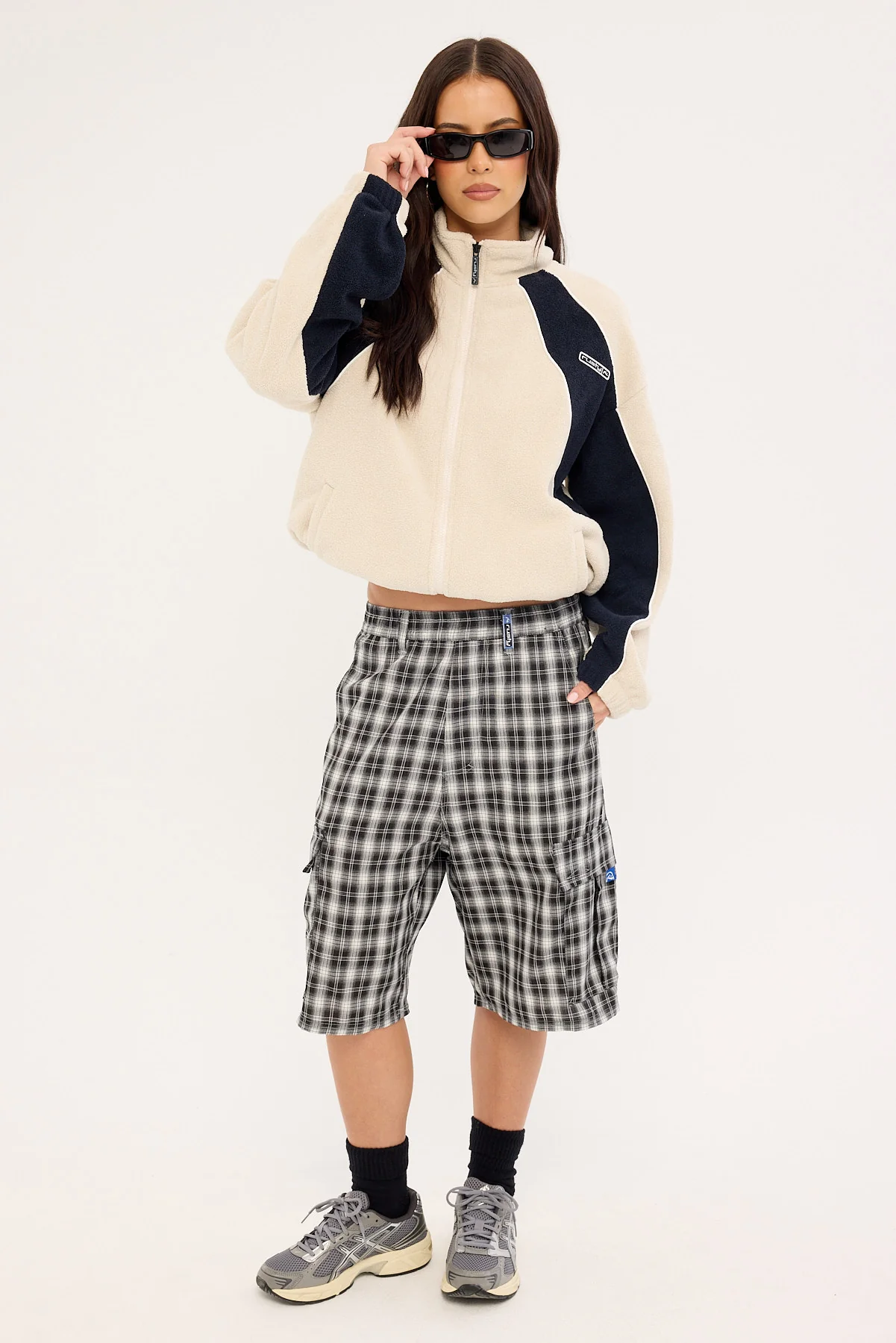 Rusty Two Tides Zip Through Sherpa Fleece Egret/Navy Blue - Image 2