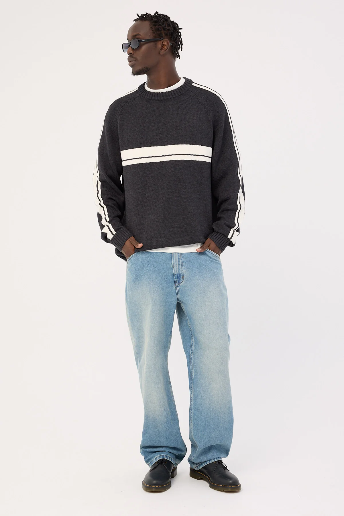 Rusty White Lines 2.0 Knitted Crew Black Marle - Image 4
