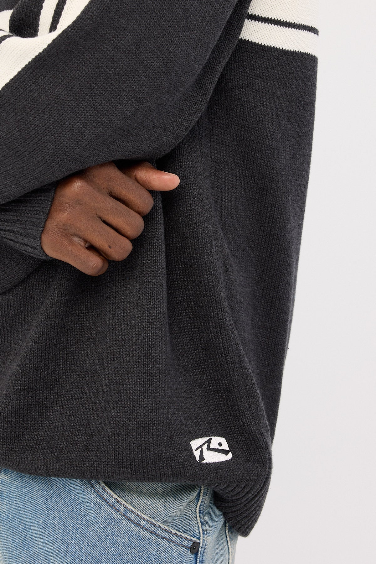 Rusty White Lines 2.0 Knitted Crew Black Marle - Image 5