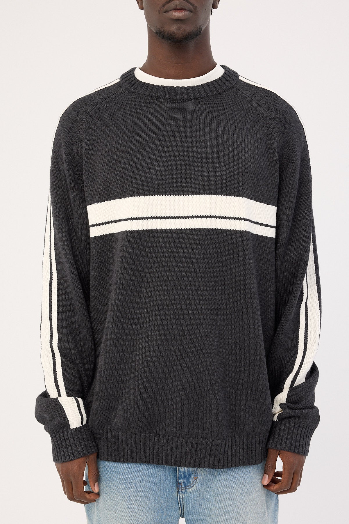 Rusty White Lines 2.0 Knitted Crew Black Marle - Image 8