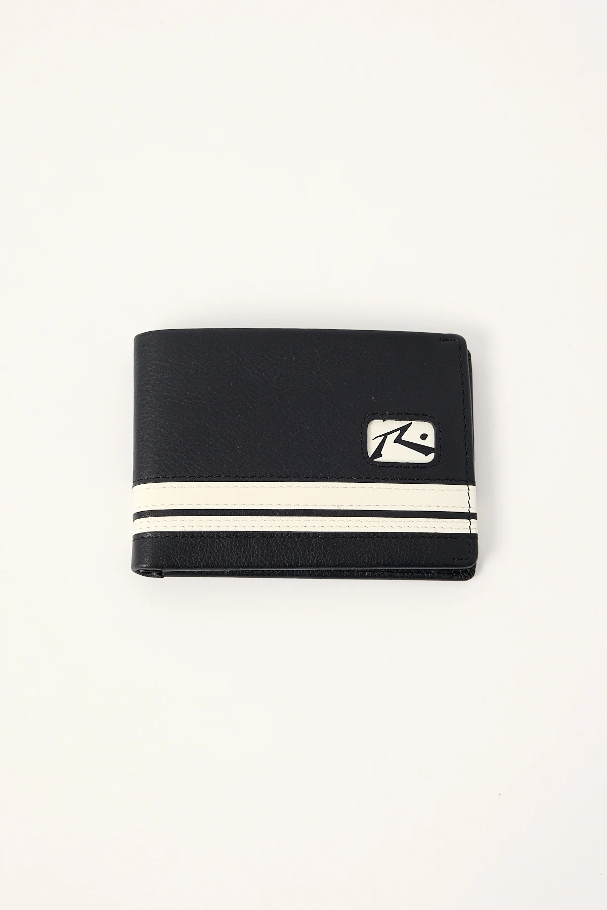 Rusty White Lines Leather Wallet Black