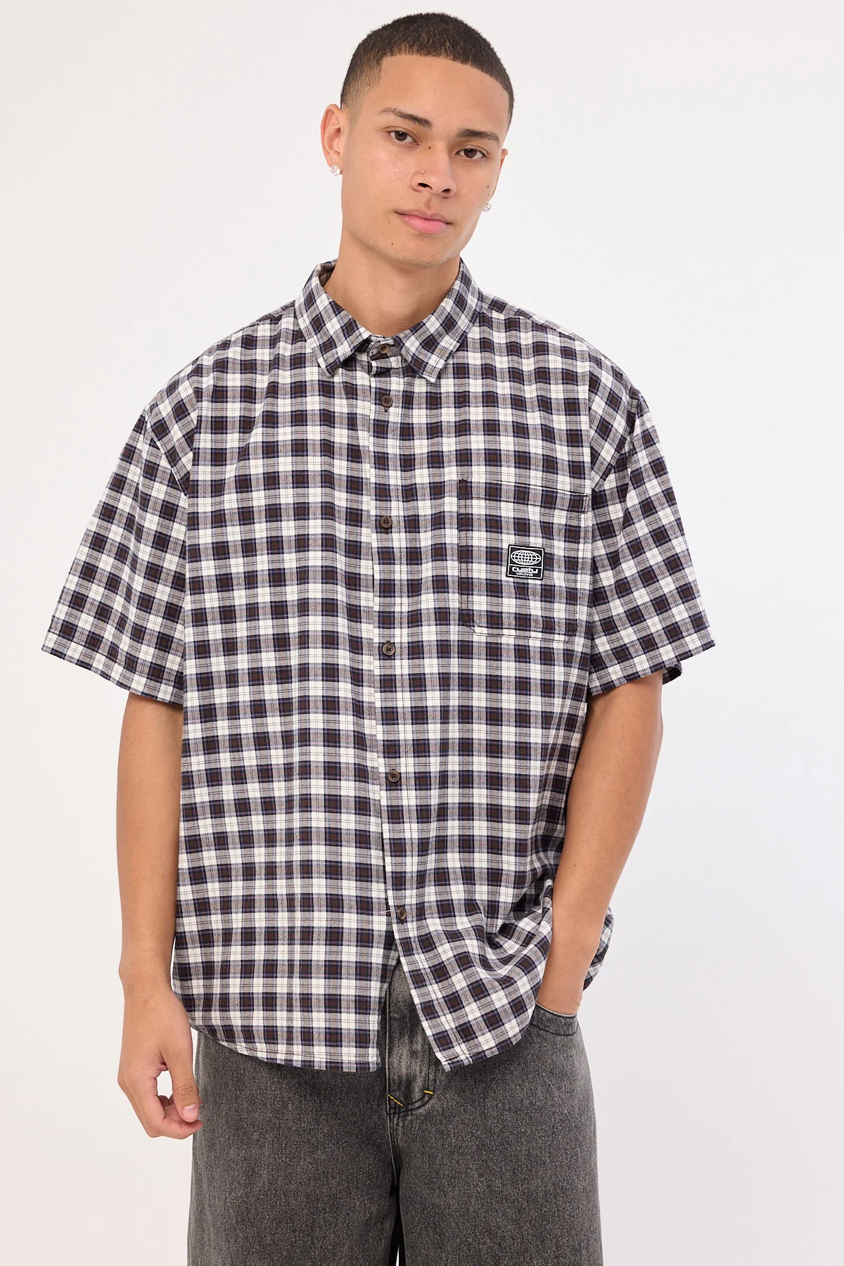 Rusty Worldwide Curved Hem Shirt Carbon