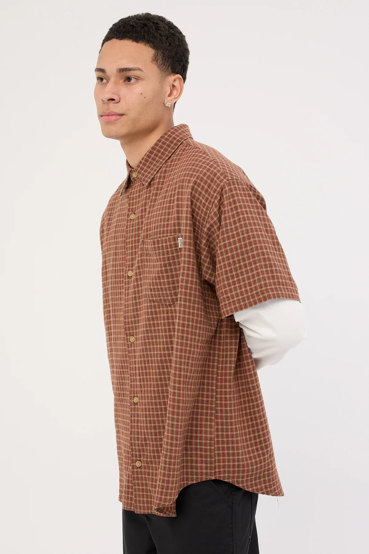 Sdouble Point Plaid Summer SS Shirt Chocolate