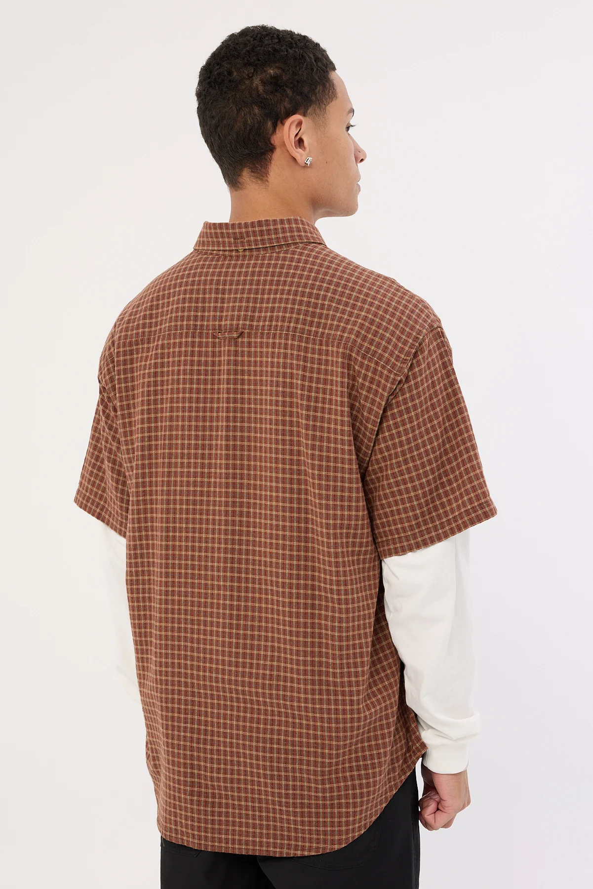 Sdouble Point Plaid Summer SS Shirt Chocolate - Image 5